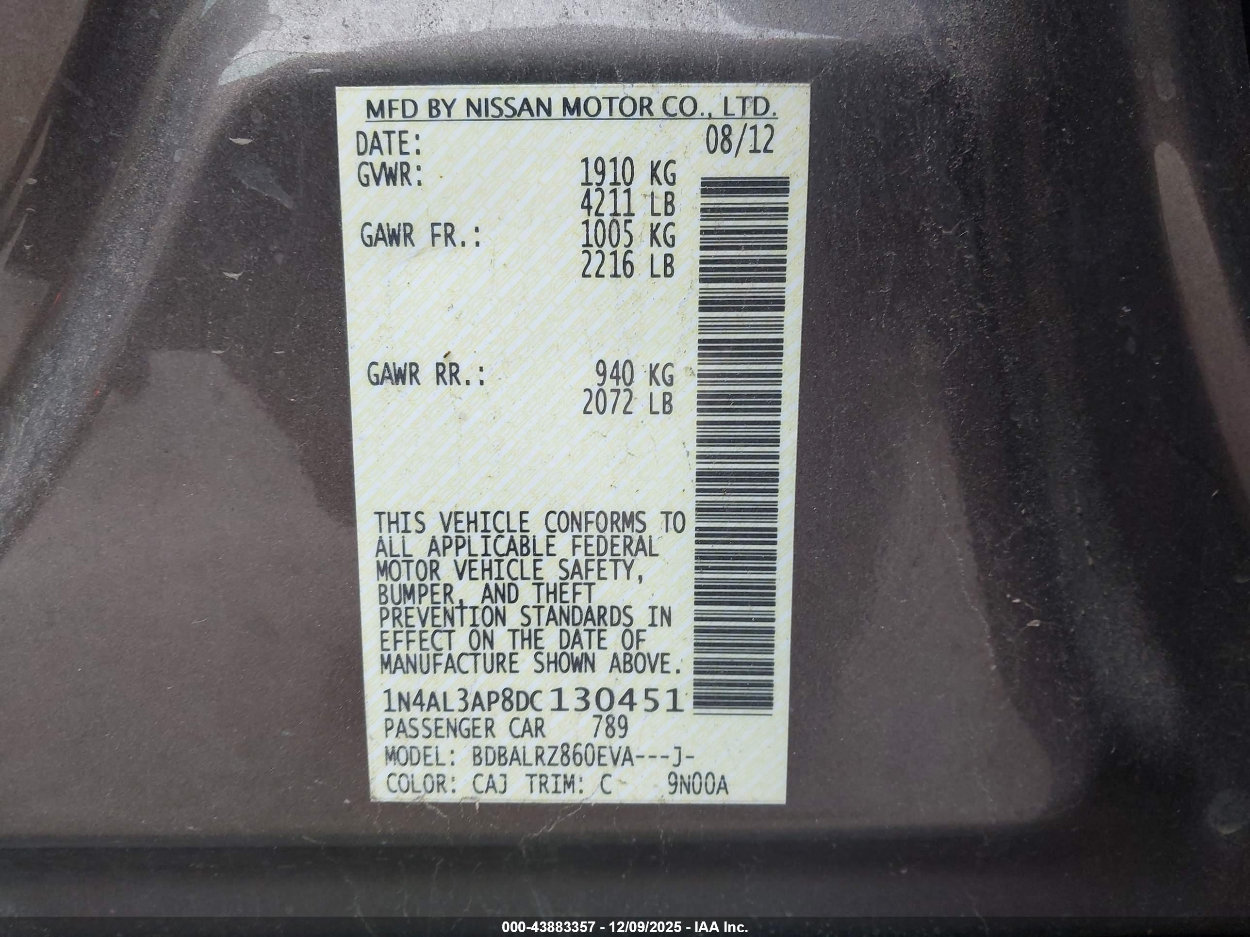 NISSAN ALTIMA image 9