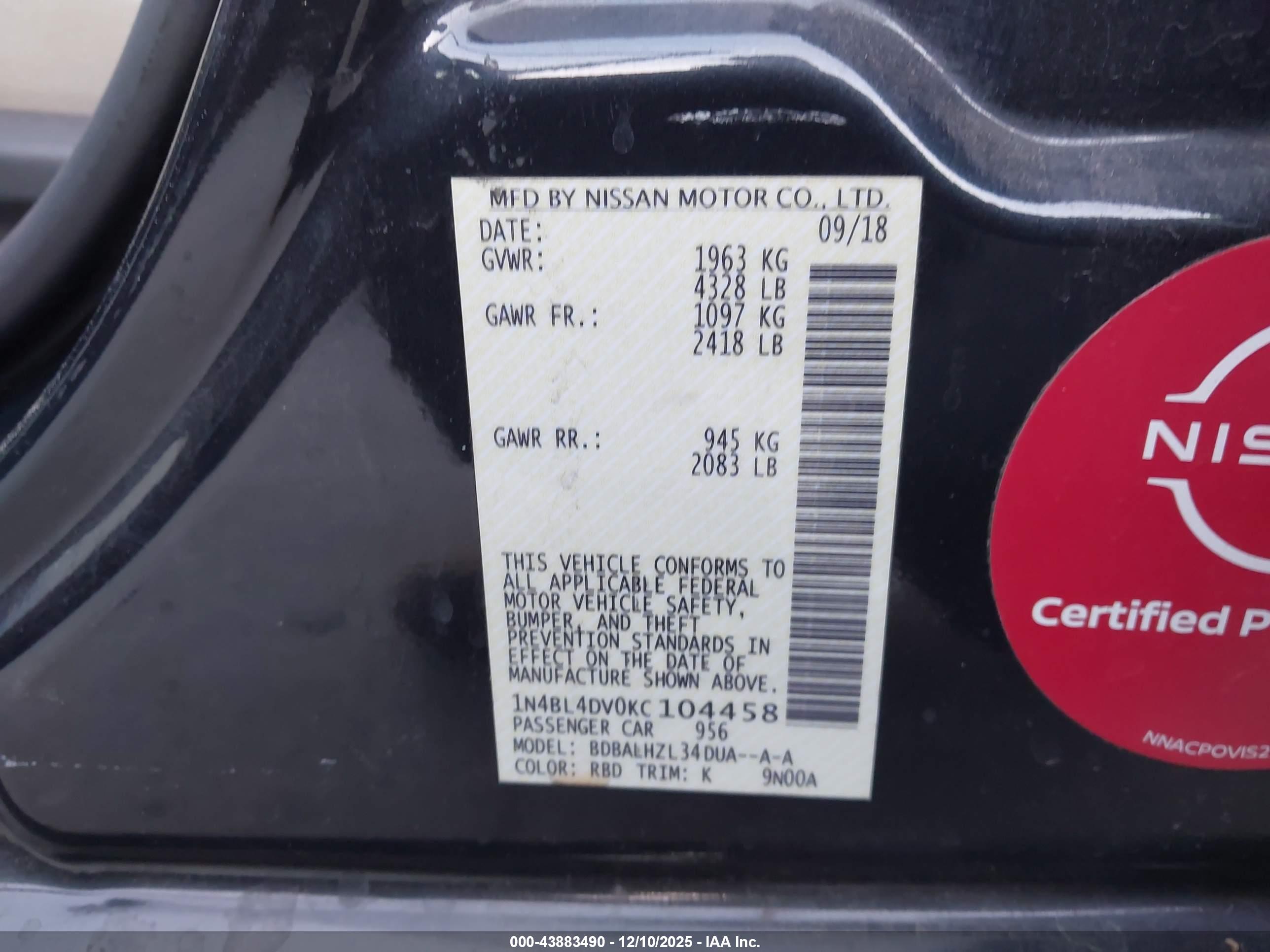 NISSAN ALTIMA image 9
