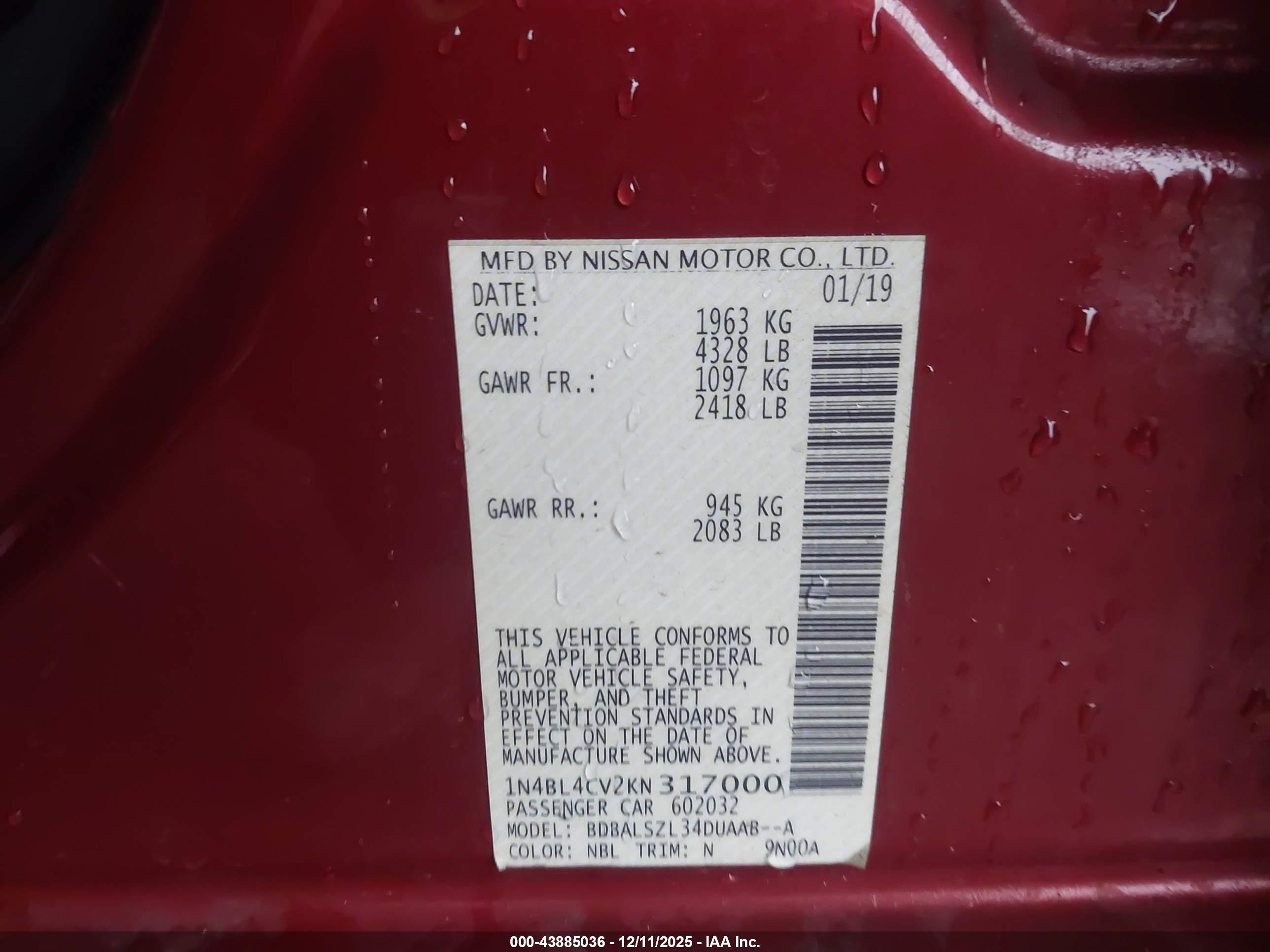 NISSAN ALTIMA image 9