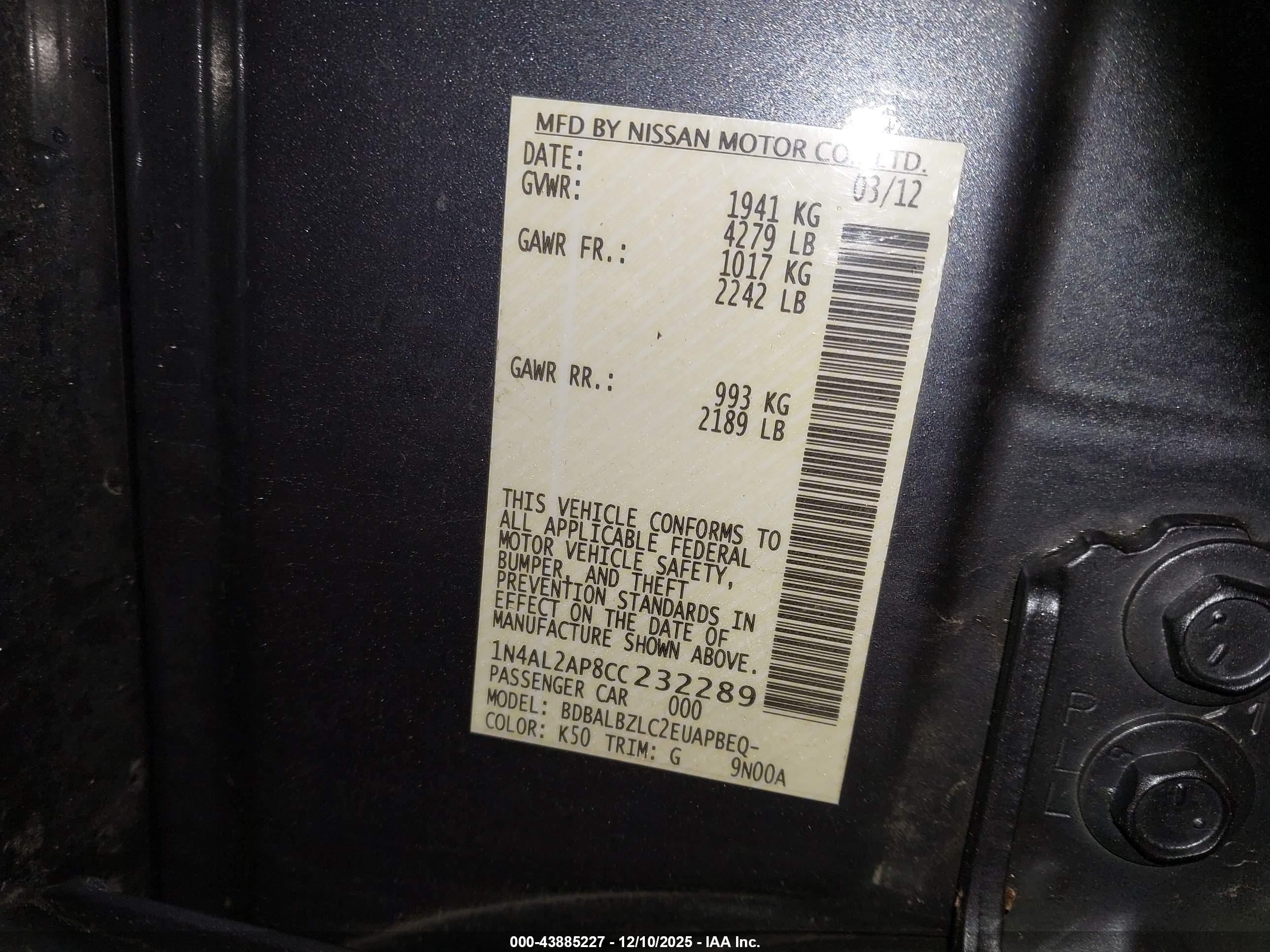 NISSAN ALTIMA image 9