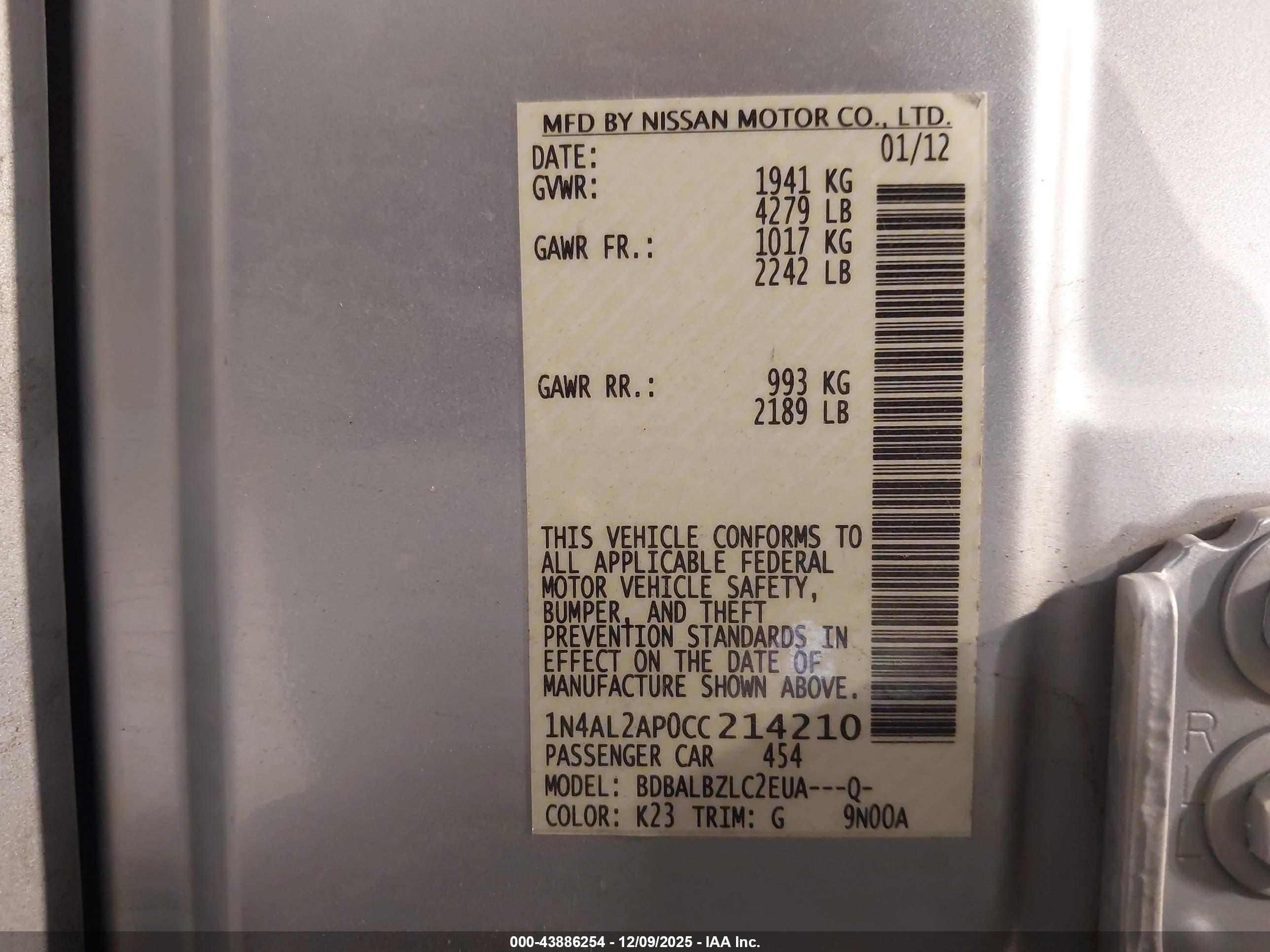 NISSAN ALTIMA image 9