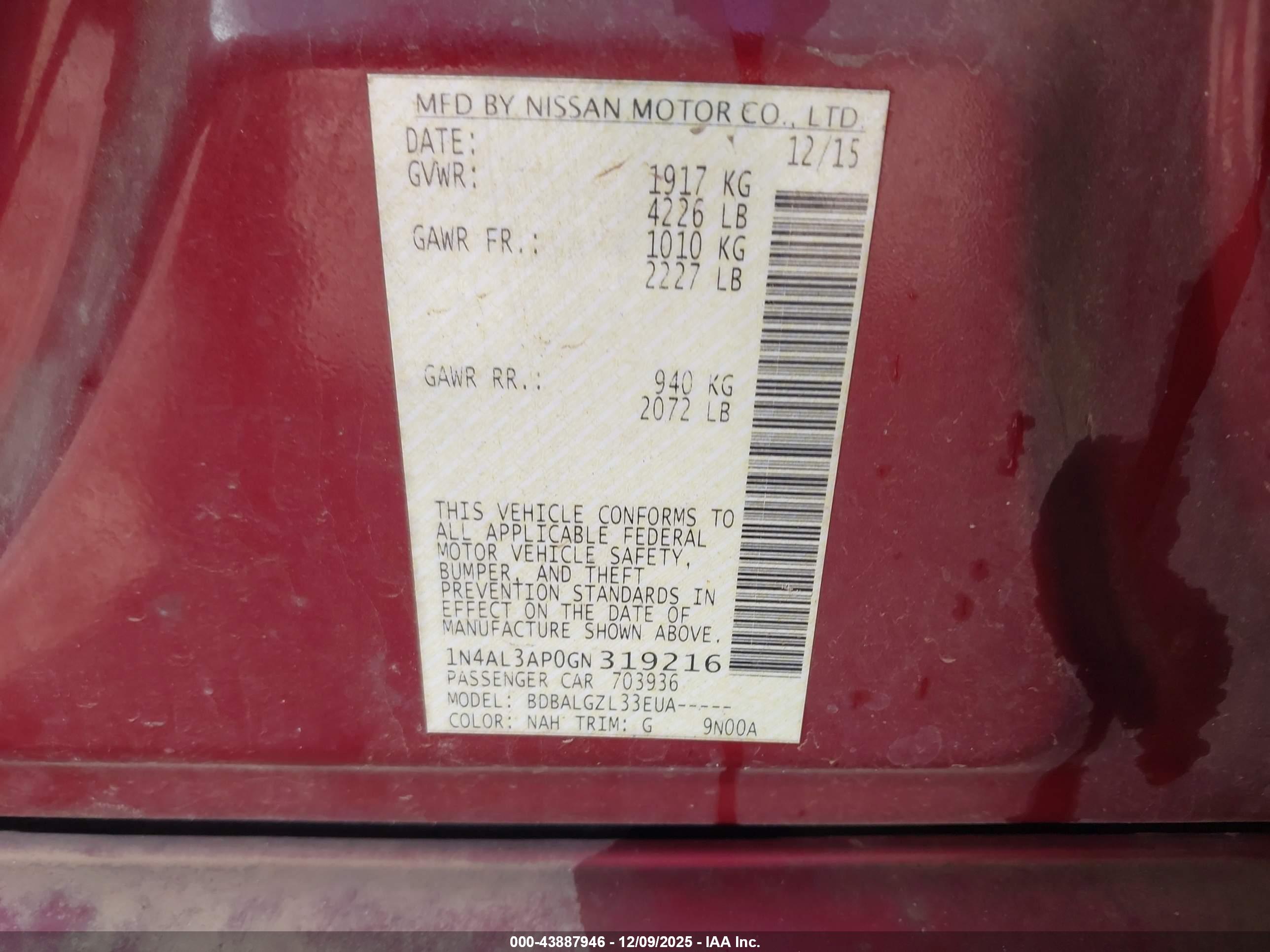 NISSAN ALTIMA image 9