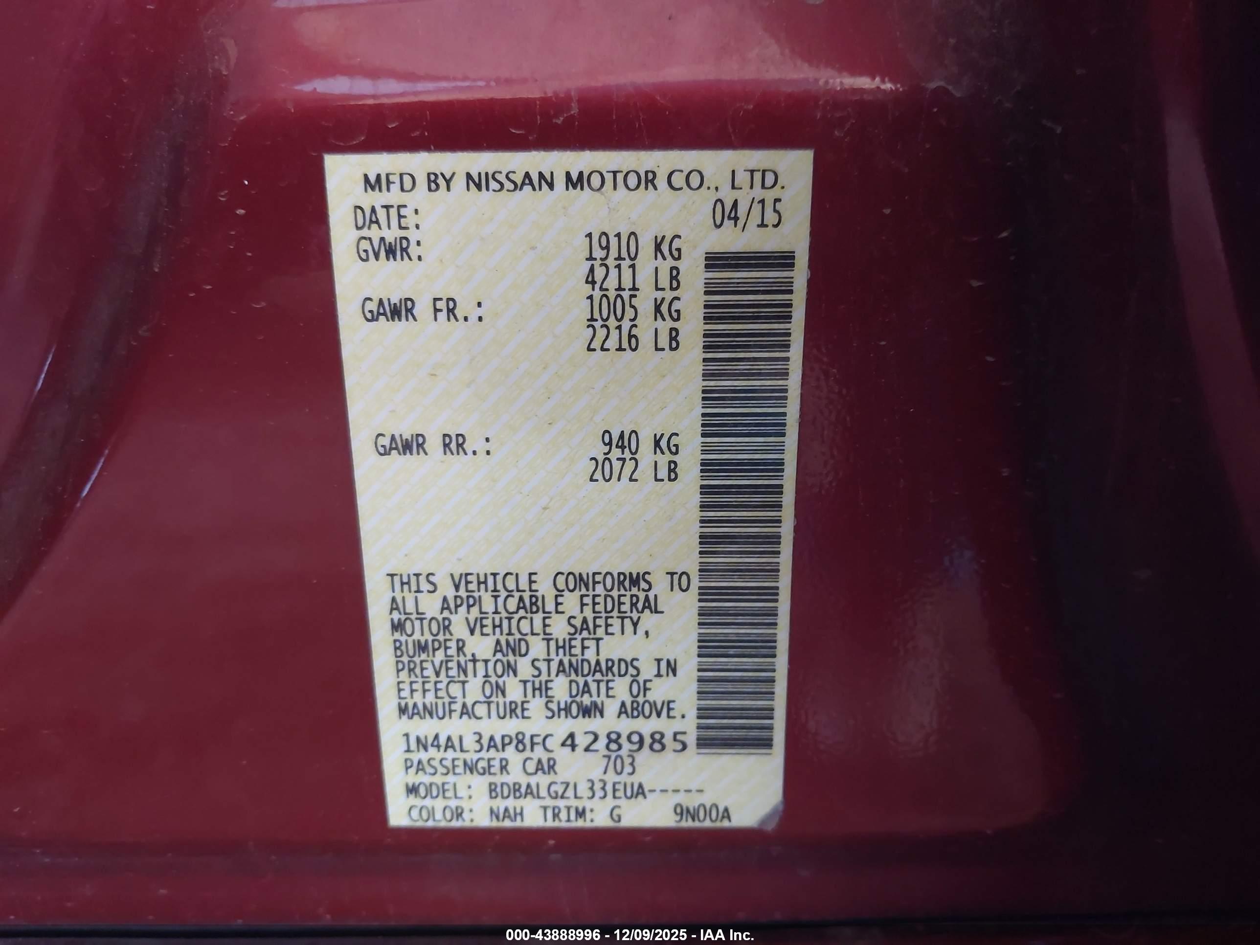 NISSAN ALTIMA image 9