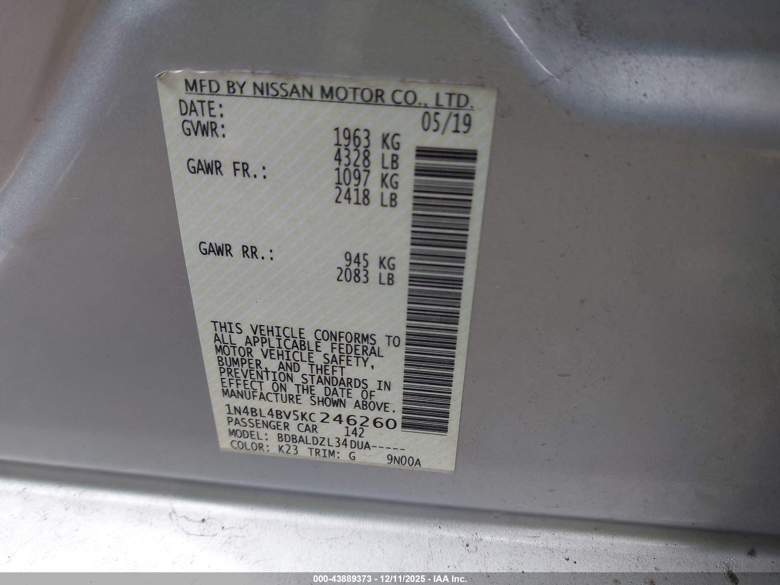 NISSAN ALTIMA image 9