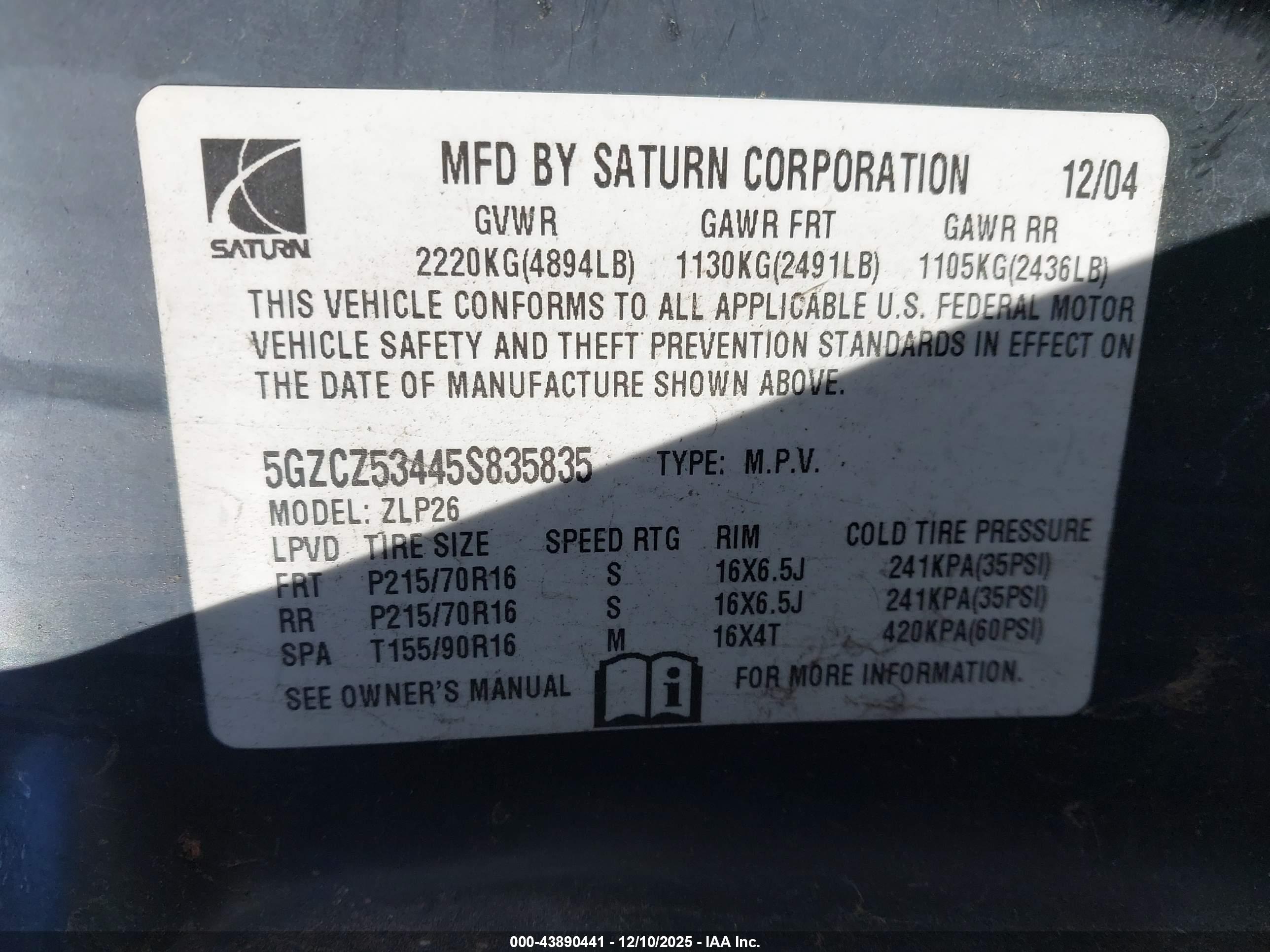 SATURN VUE image 9