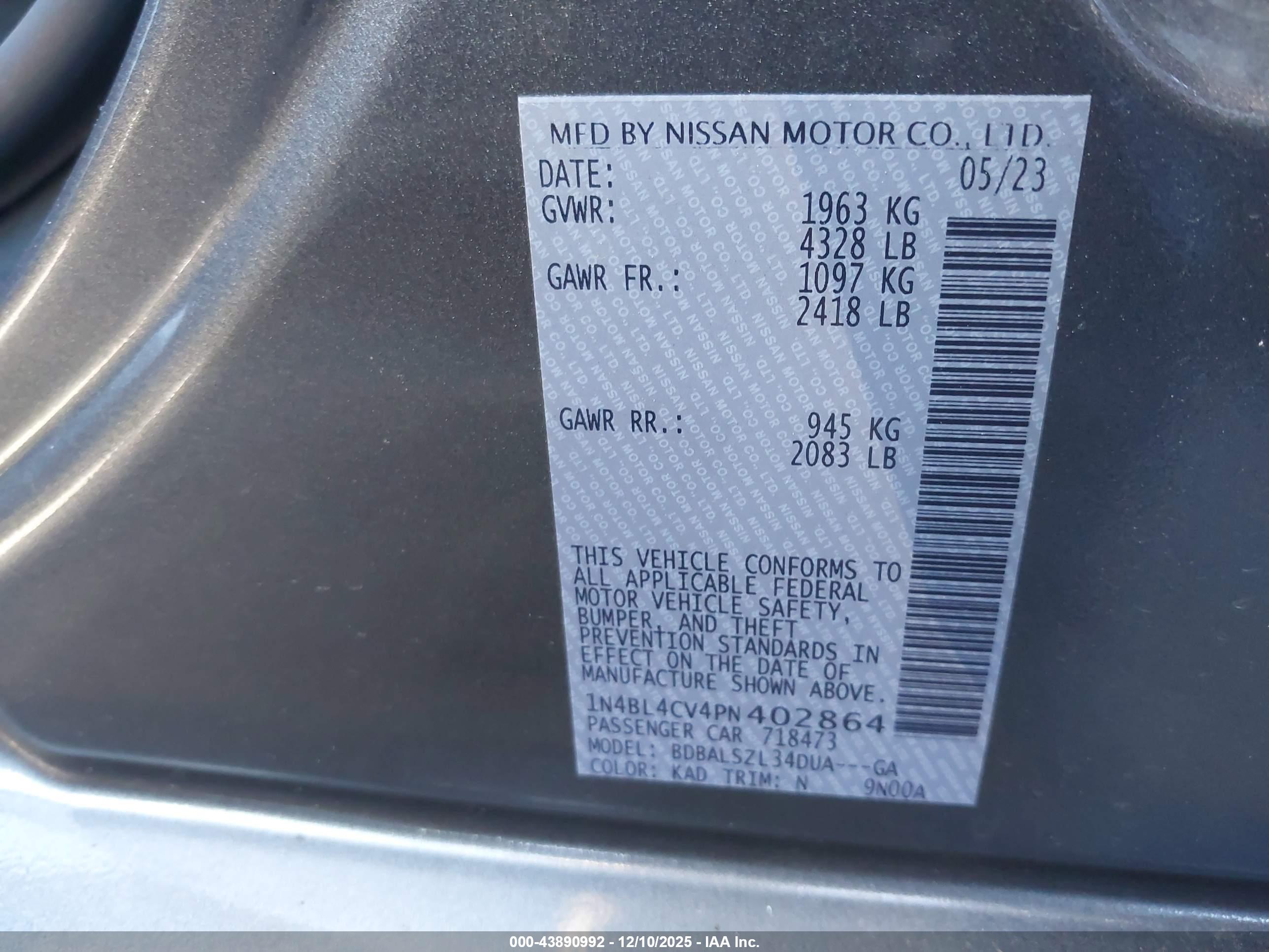 NISSAN ALTIMA image 9