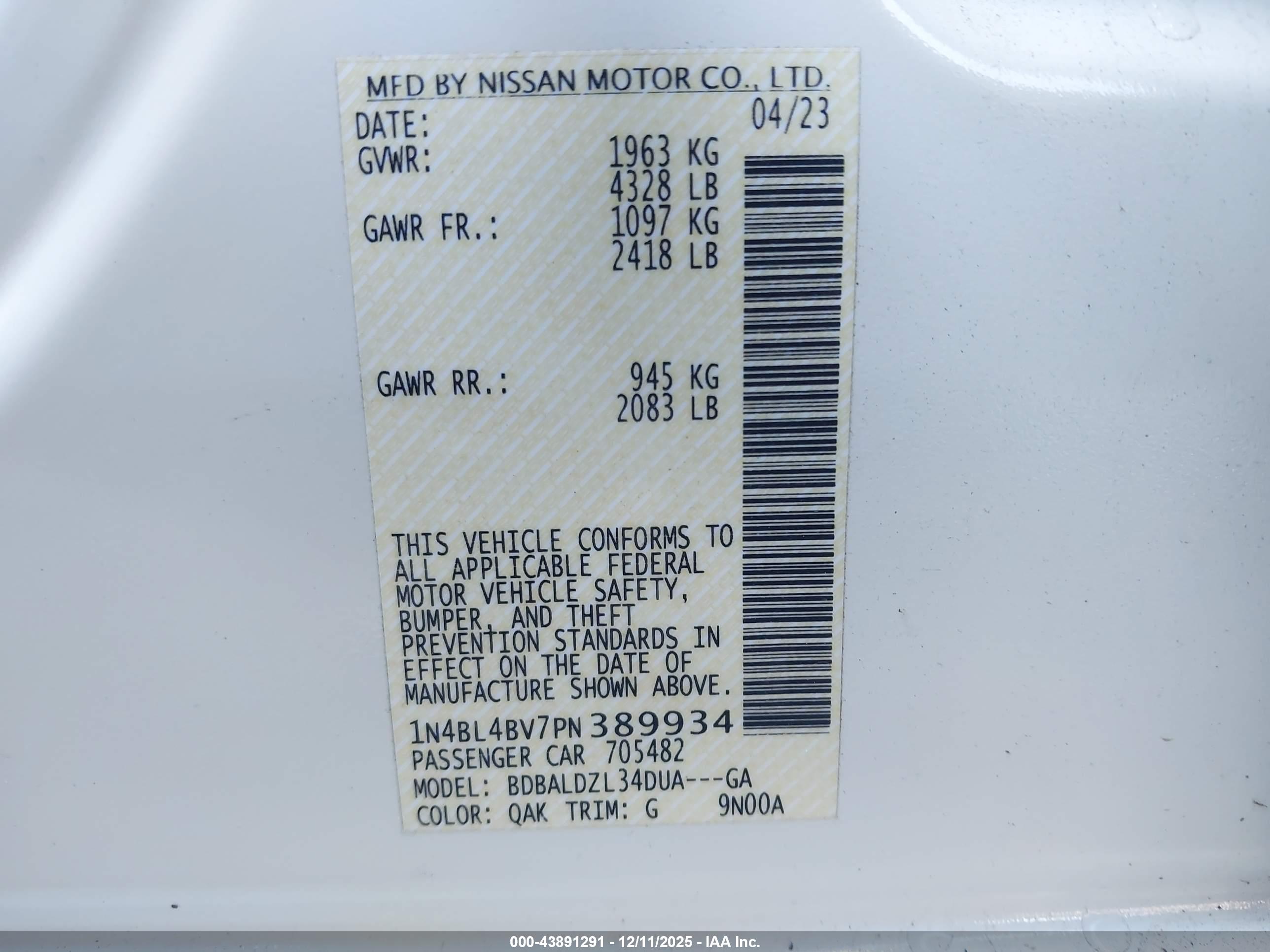 NISSAN ALTIMA image 9