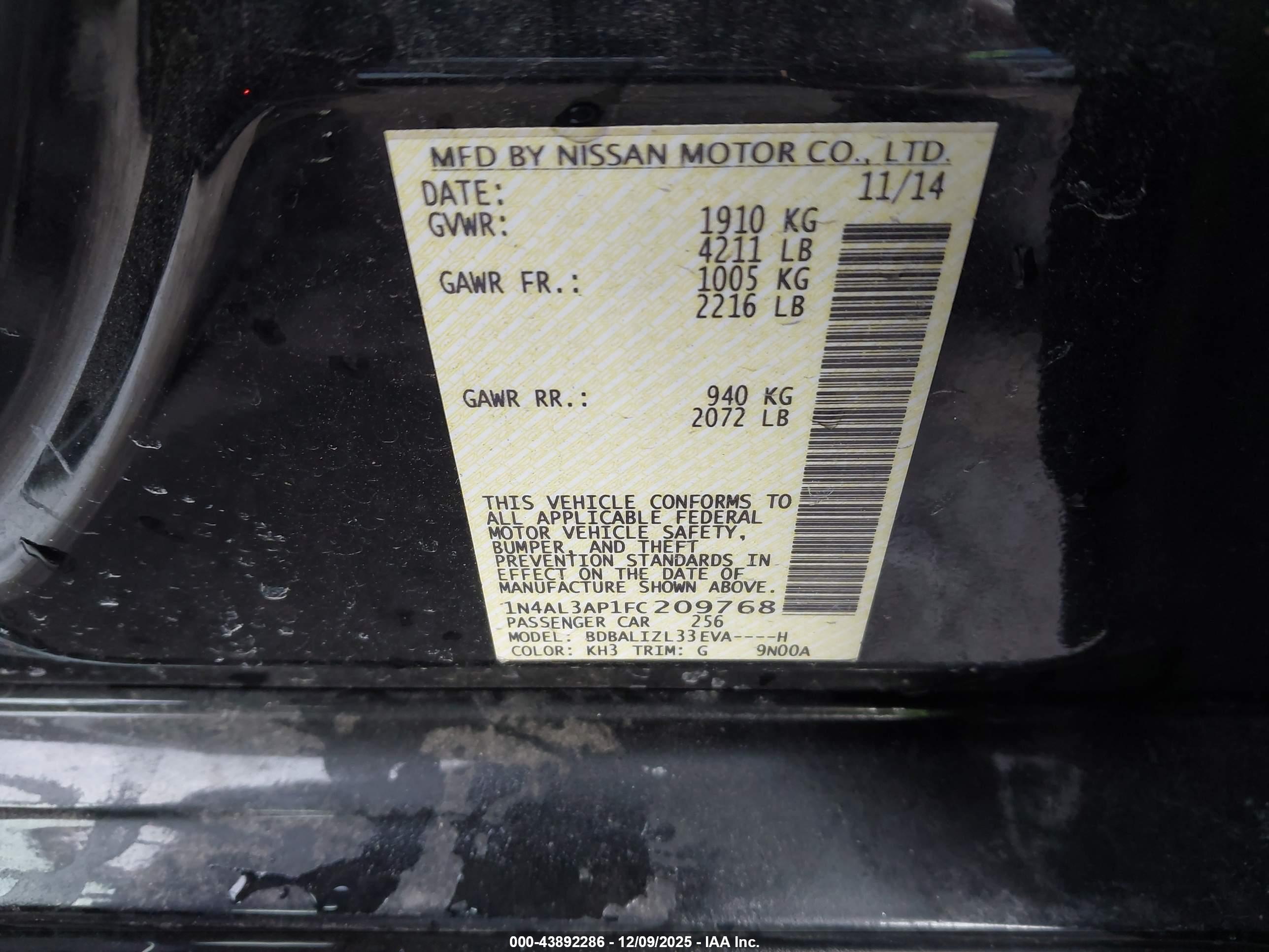 NISSAN ALTIMA image 9