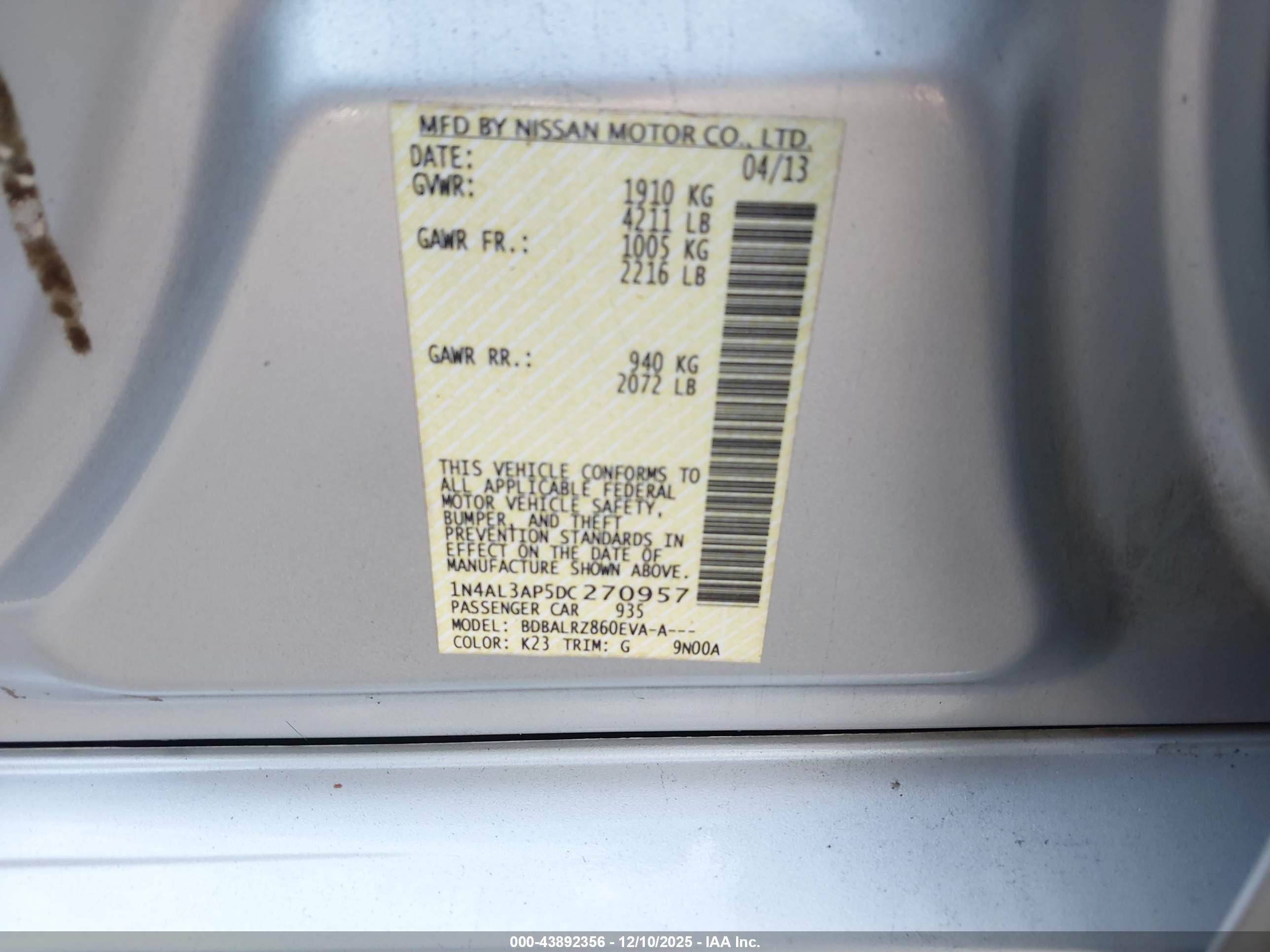 NISSAN ALTIMA image 9