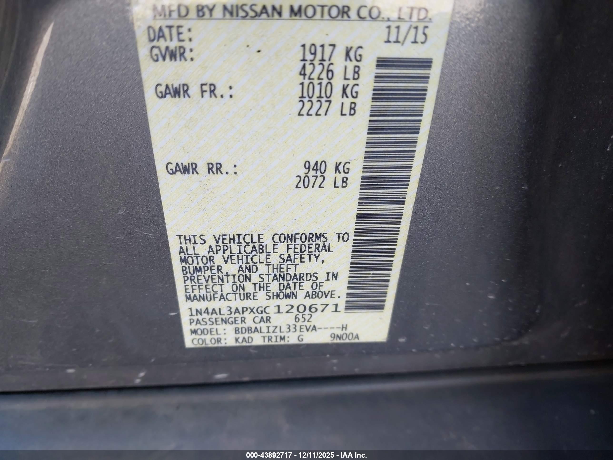 NISSAN ALTIMA image 9