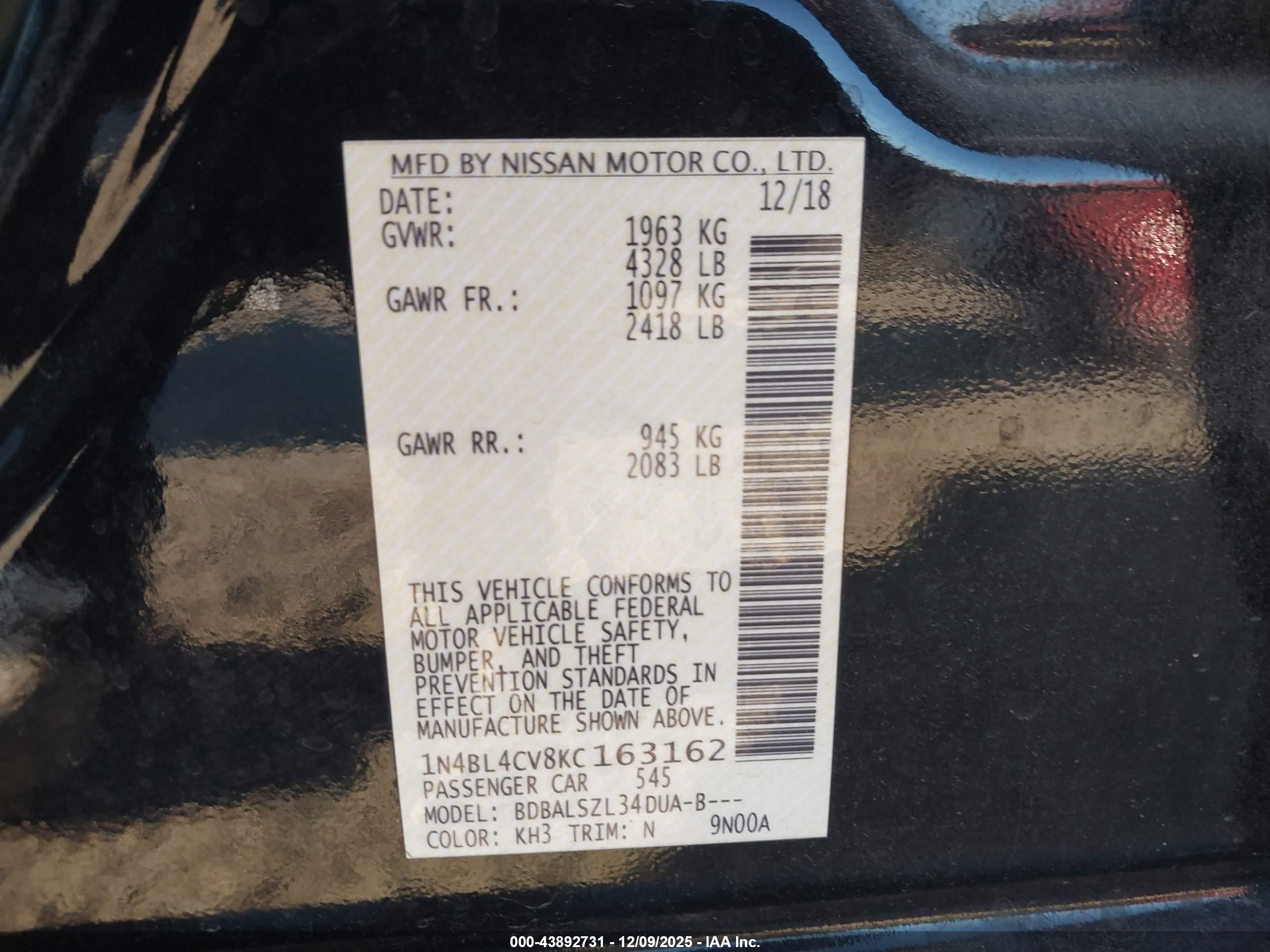 NISSAN ALTIMA image 9