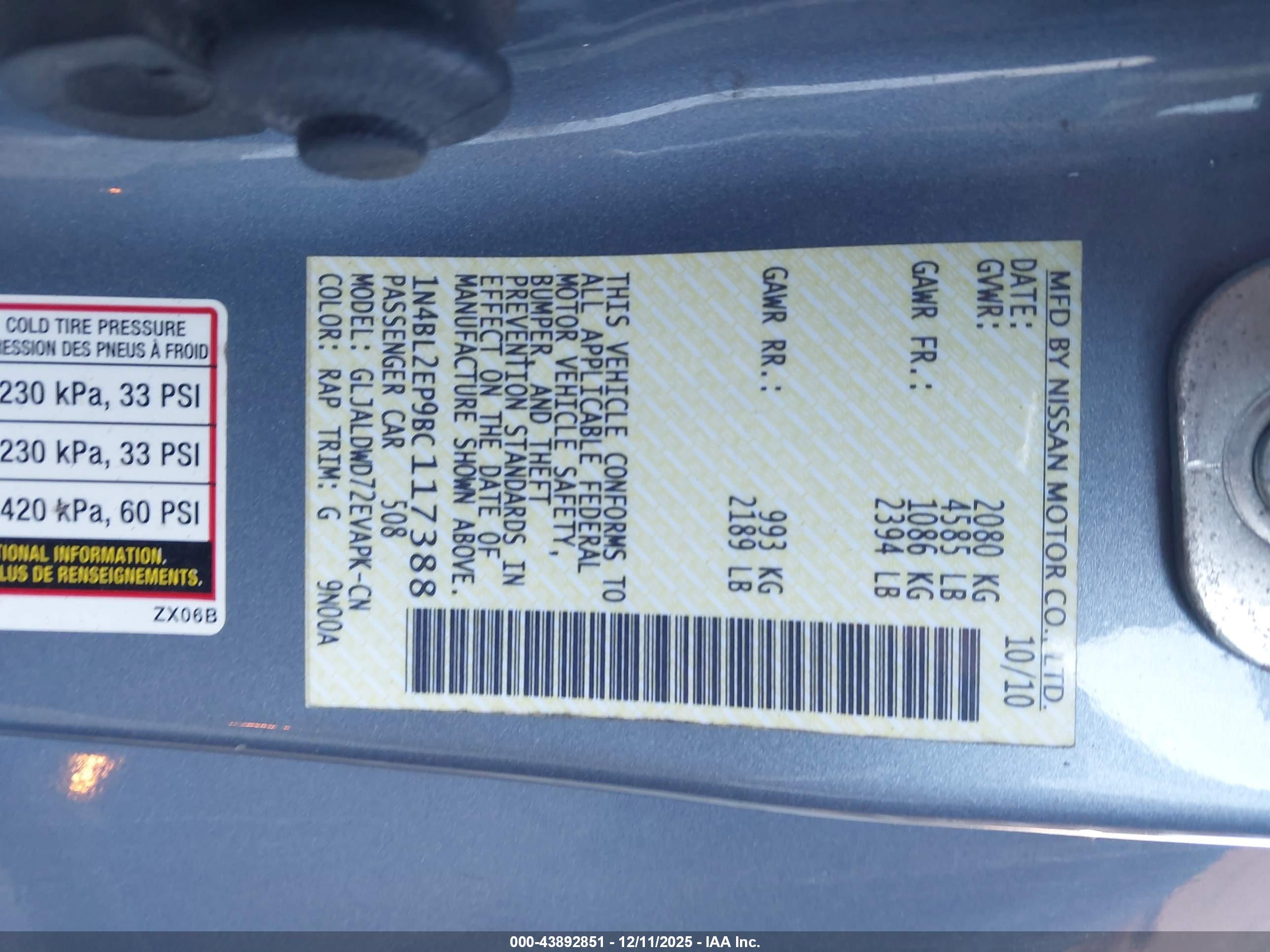 NISSAN ALTIMA image 9