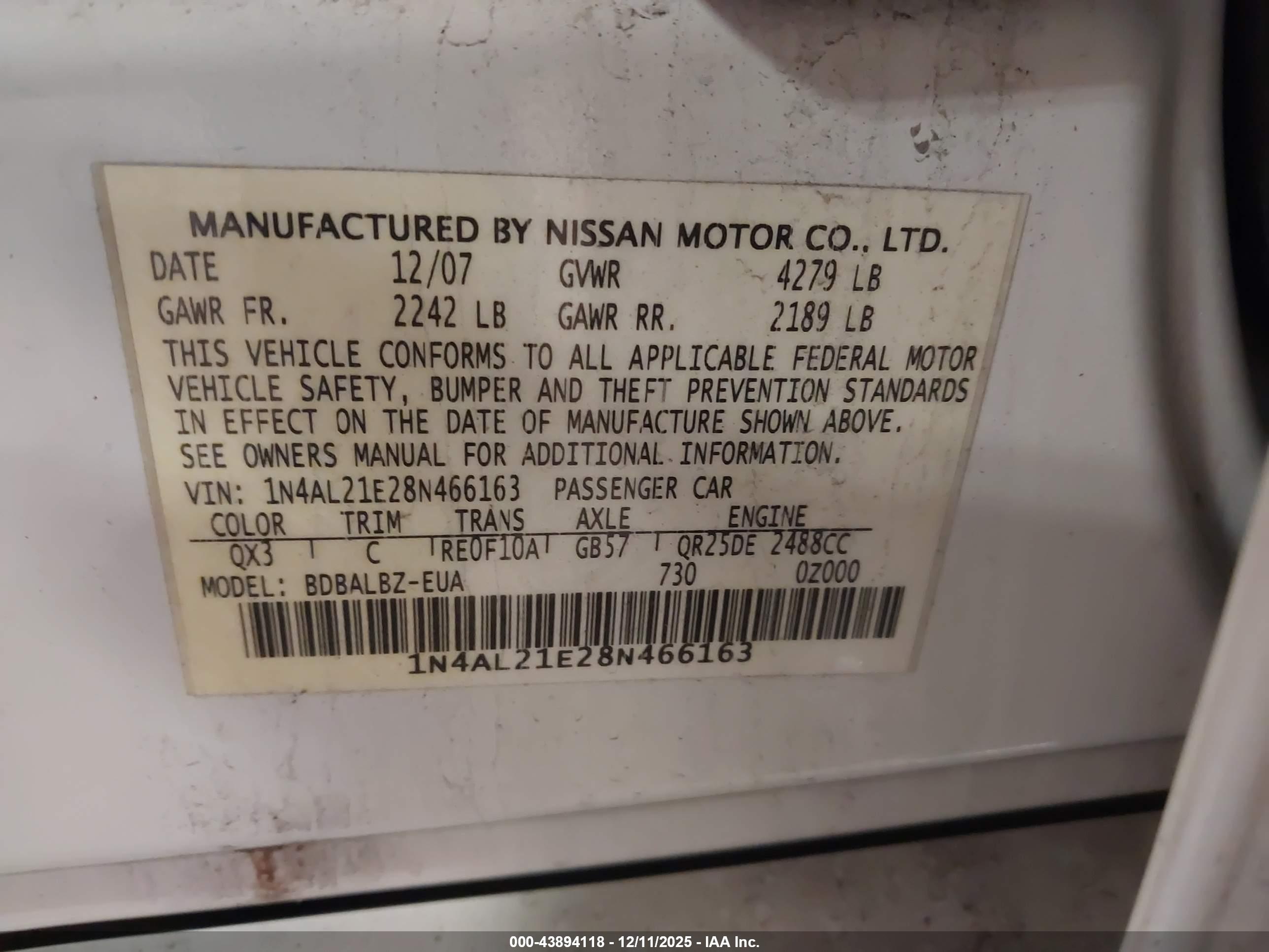 NISSAN ALTIMA image 9