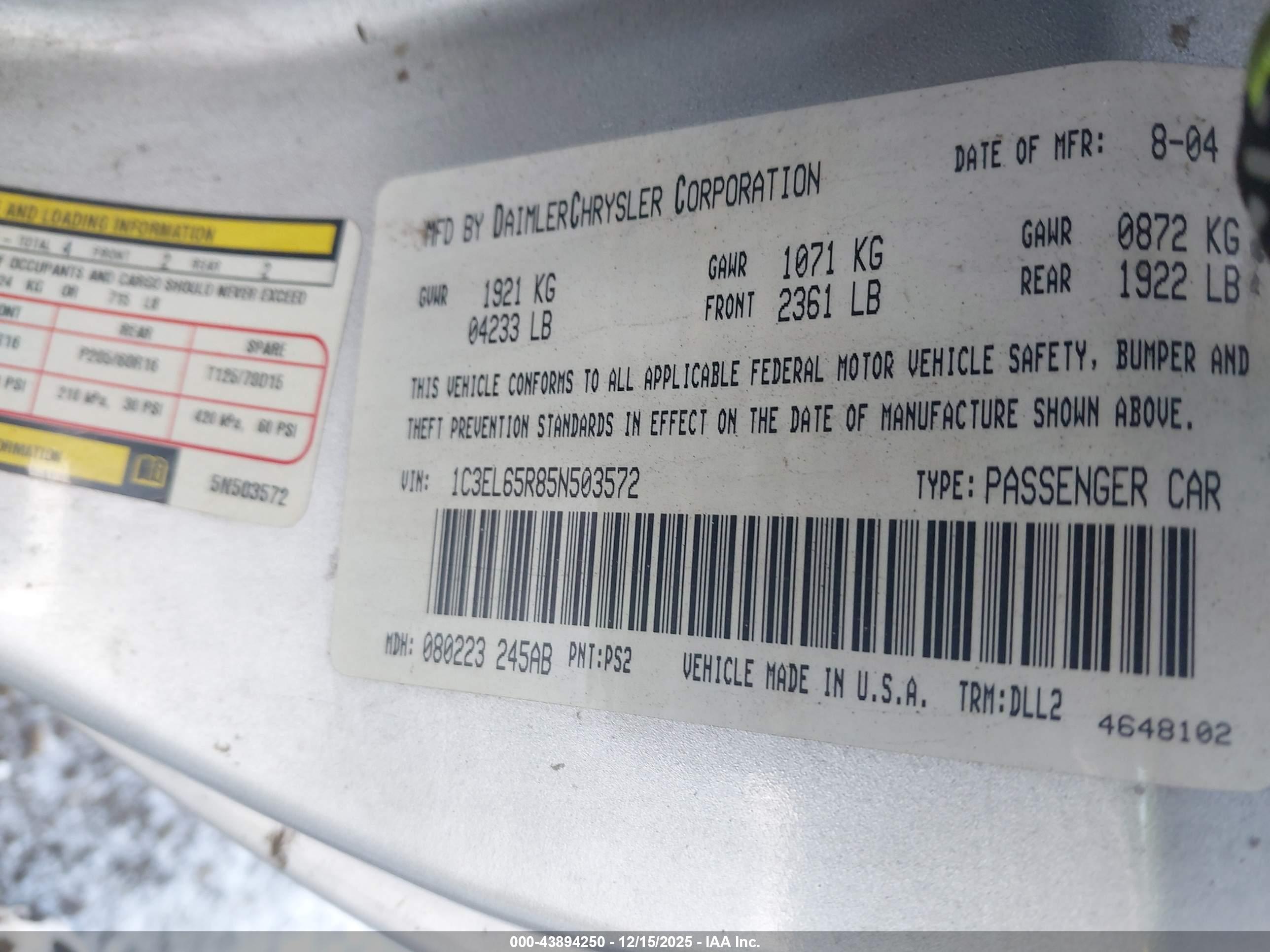 CHRYSLER SEBRING image 9