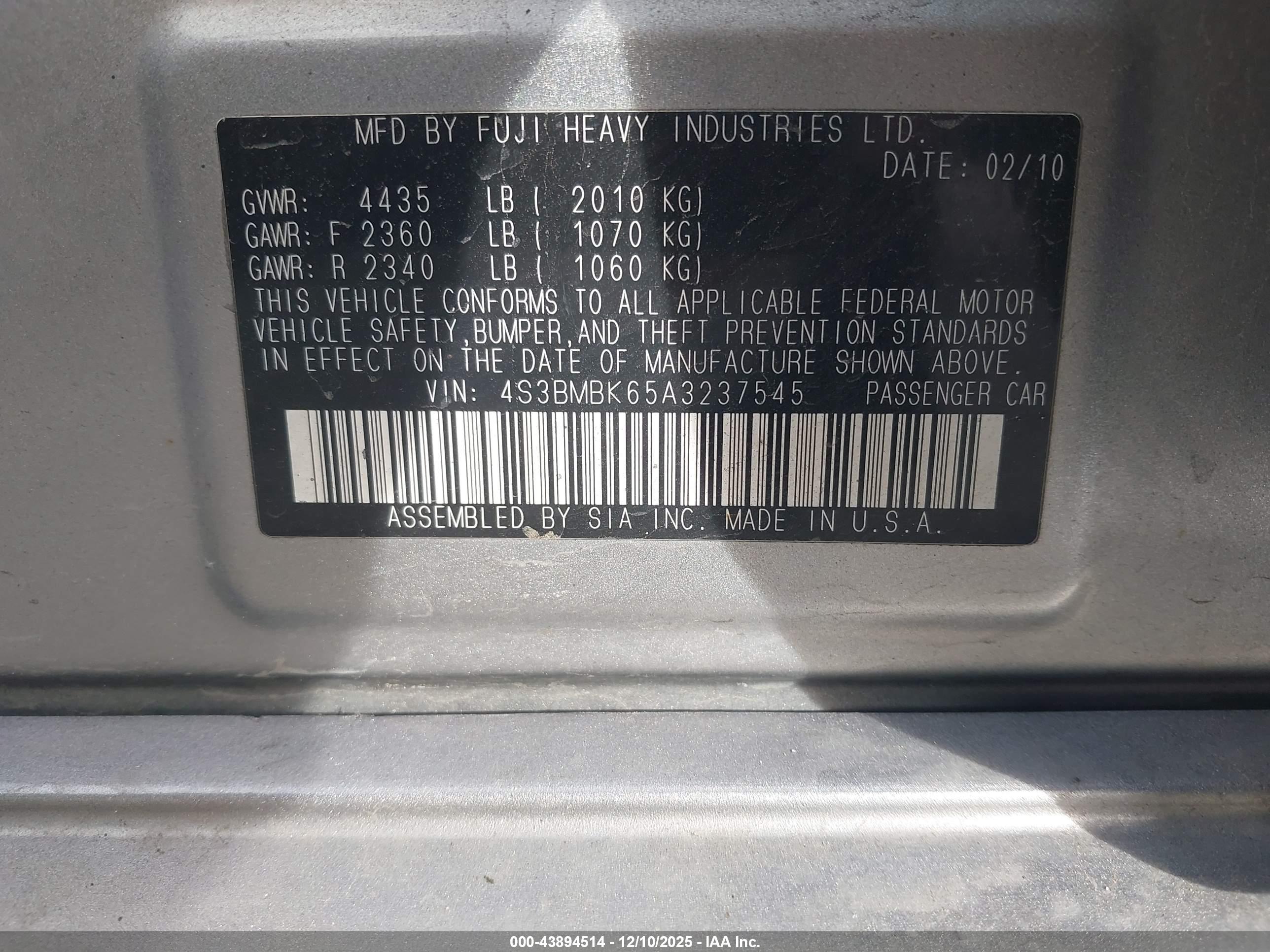 SUBARU LEGACY image 9