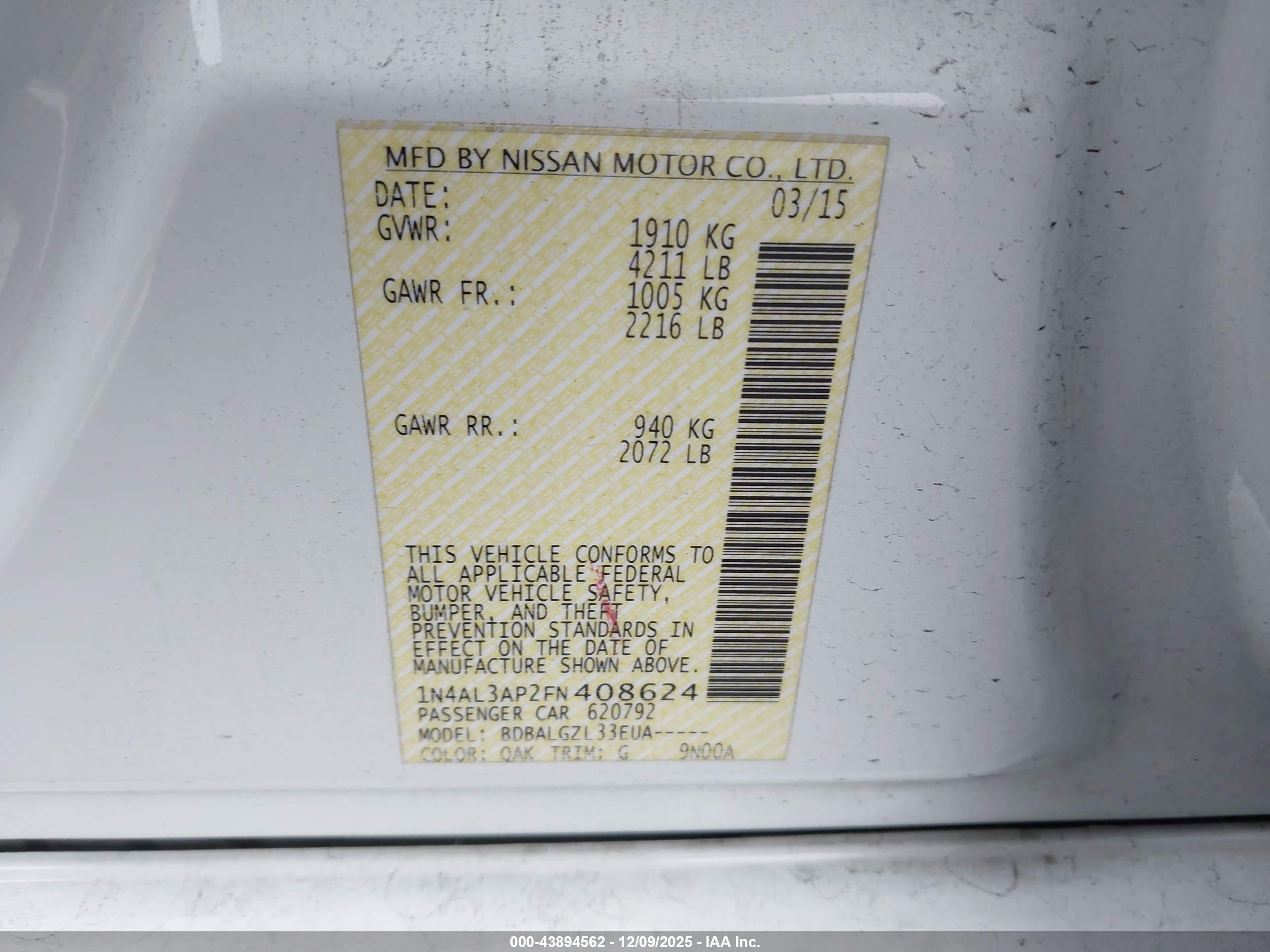 NISSAN ALTIMA image 9