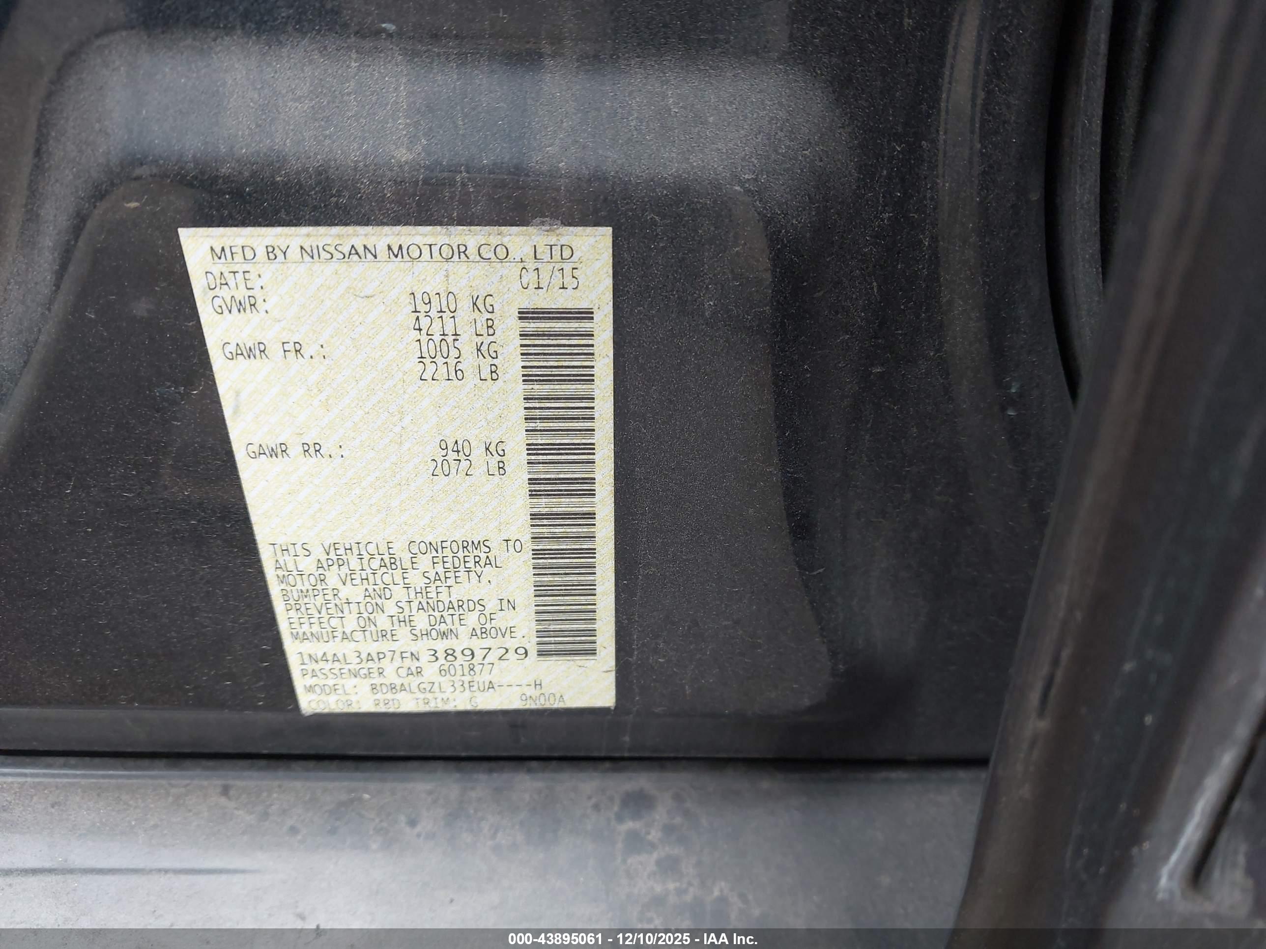 NISSAN ALTIMA image 9