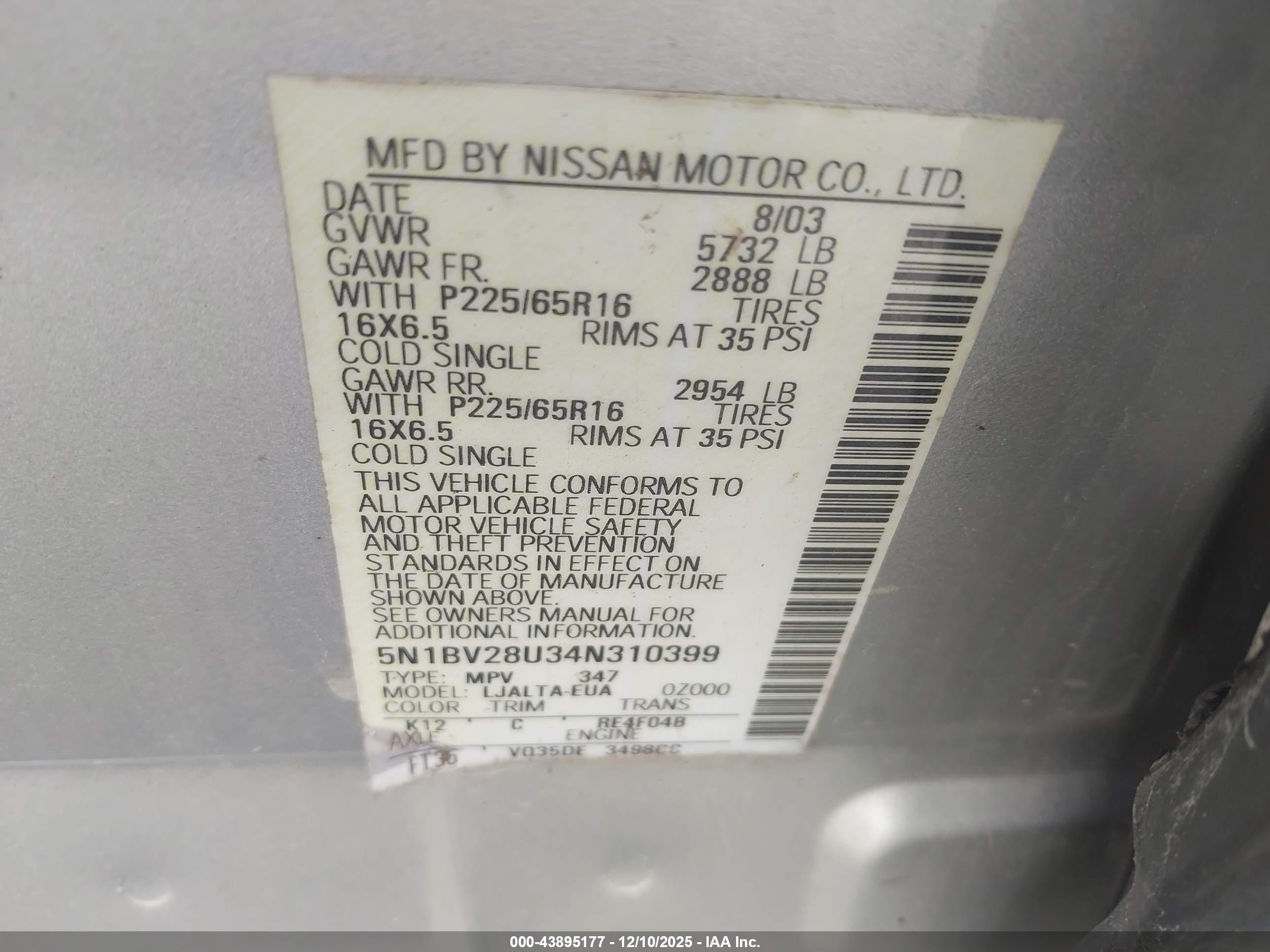 NISSAN QUEST image 9