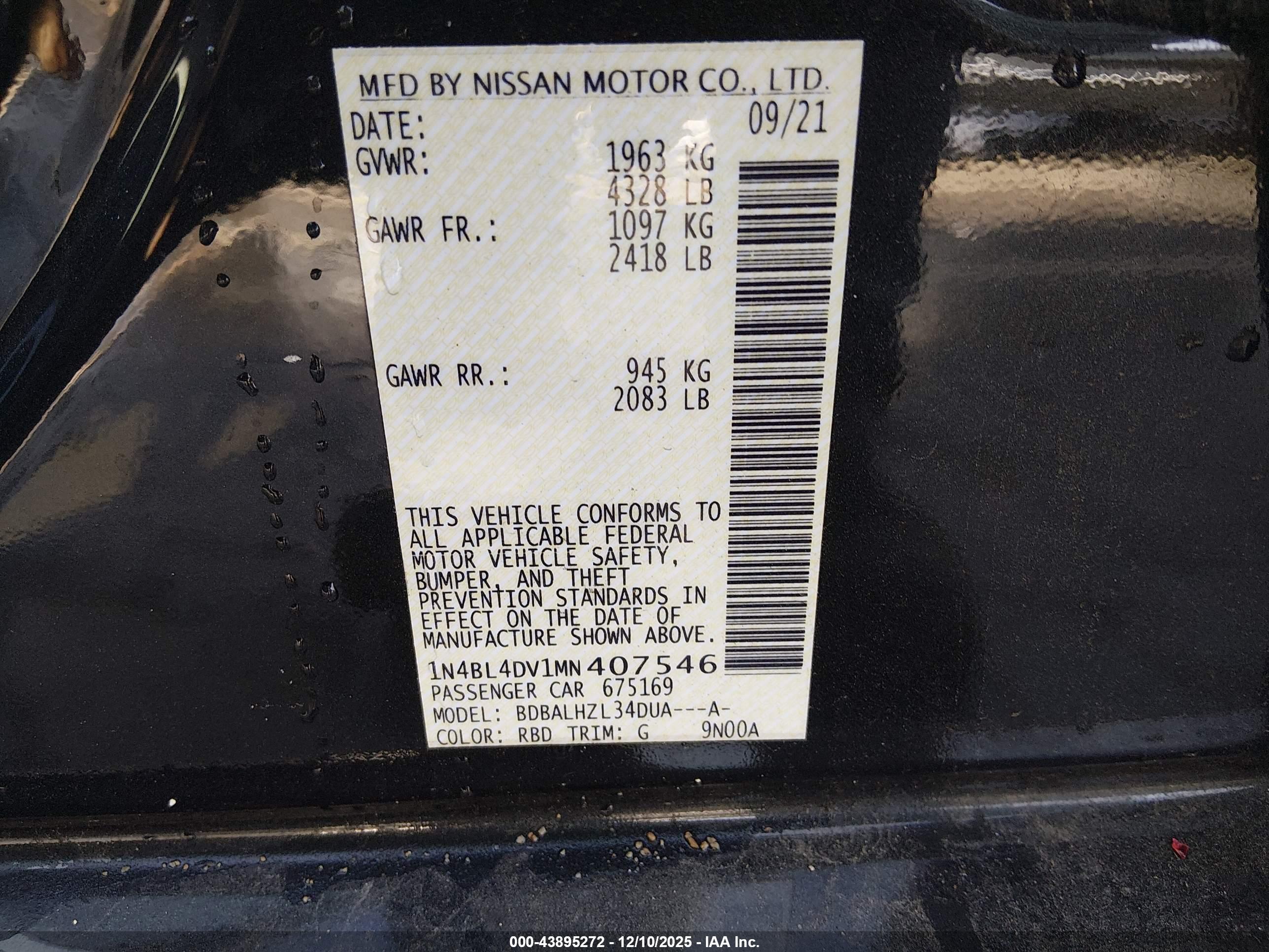NISSAN ALTIMA image 9