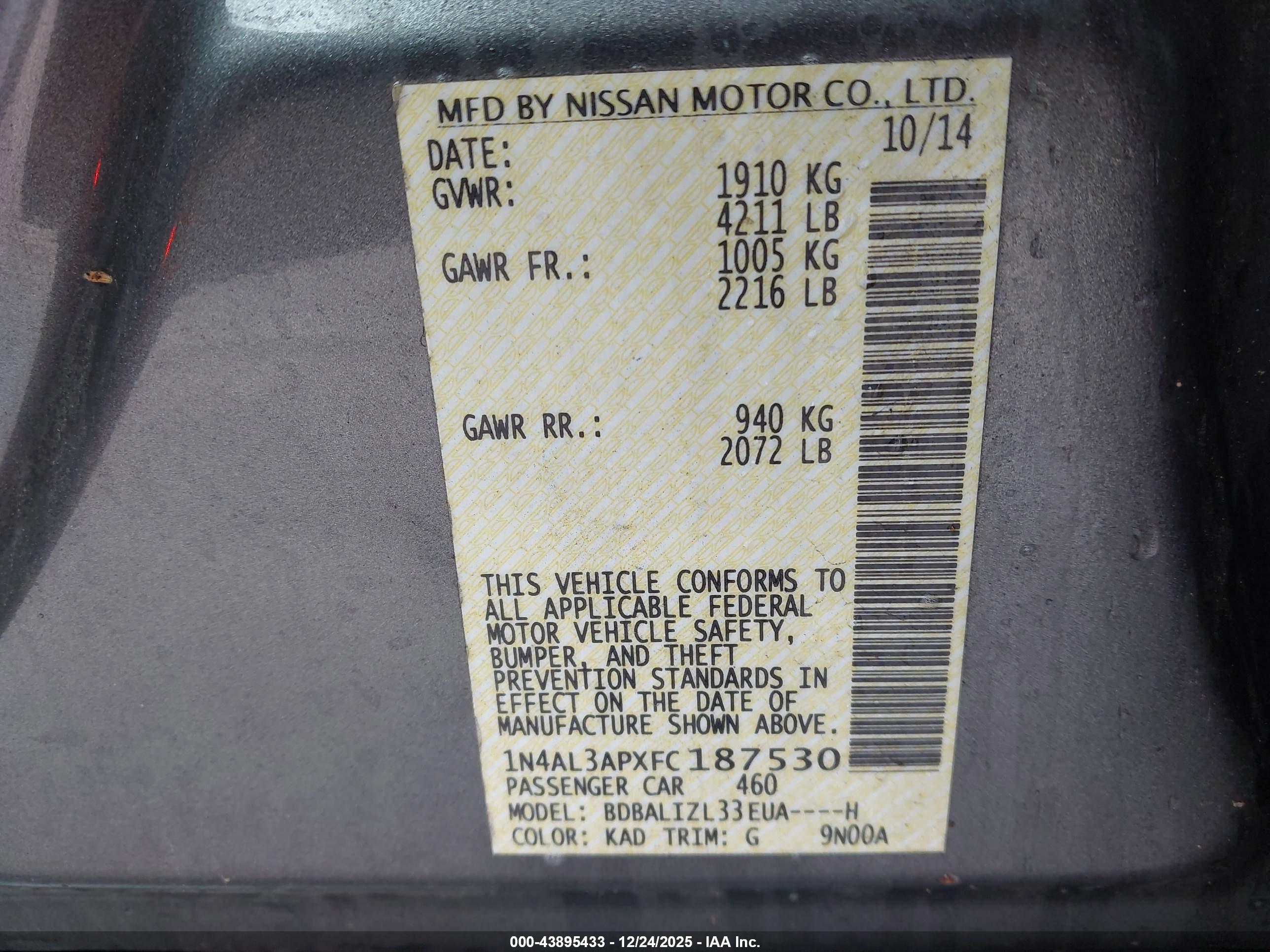 NISSAN ALTIMA image 9