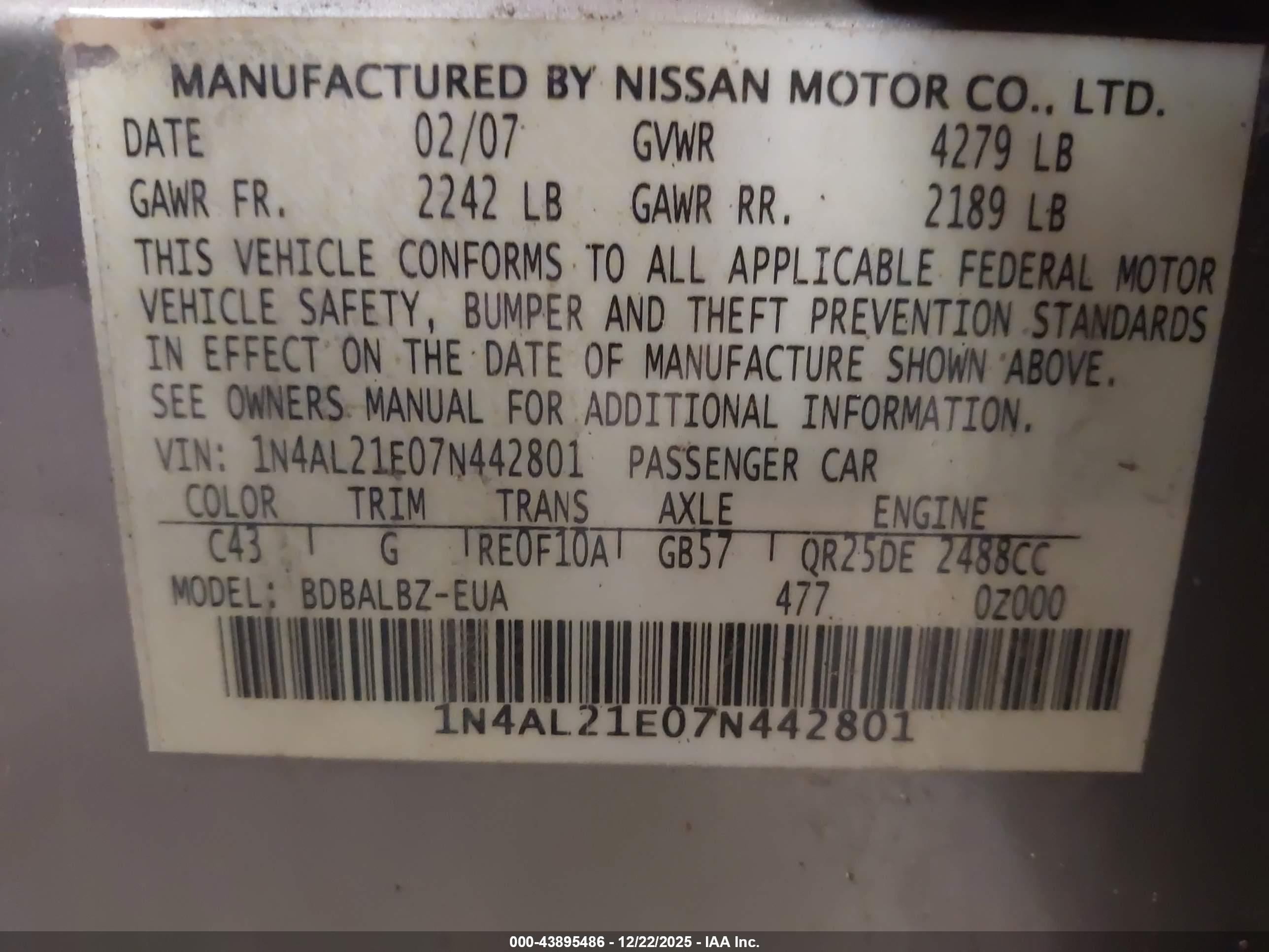 NISSAN ALTIMA image 9