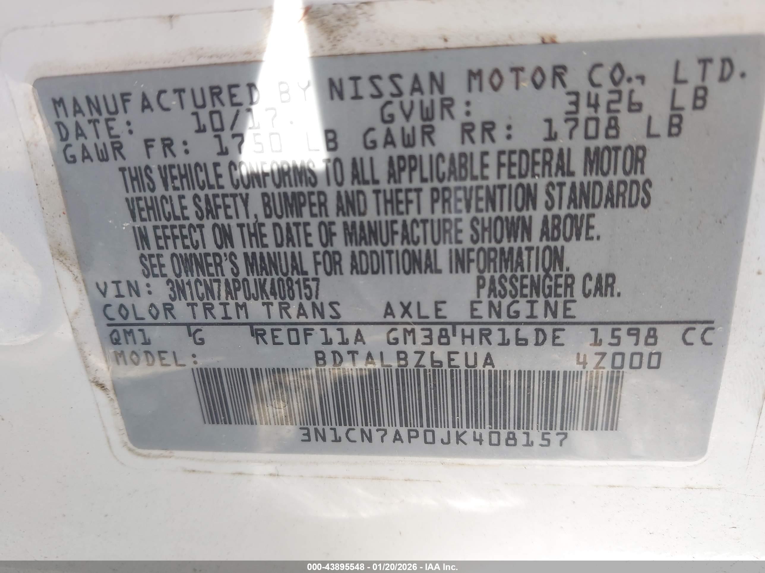 NISSAN VERSA image 9