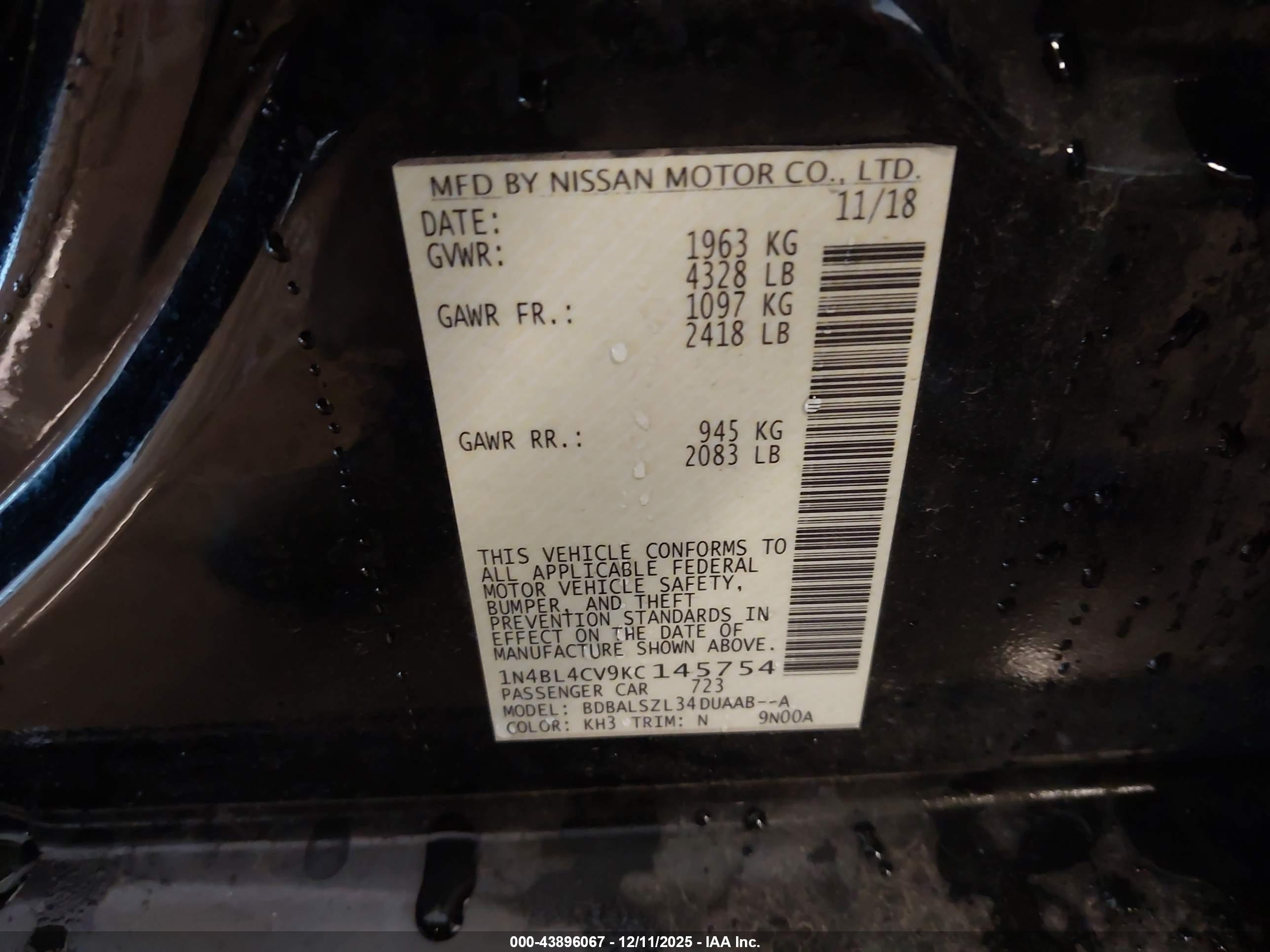 NISSAN ALTIMA image 9
