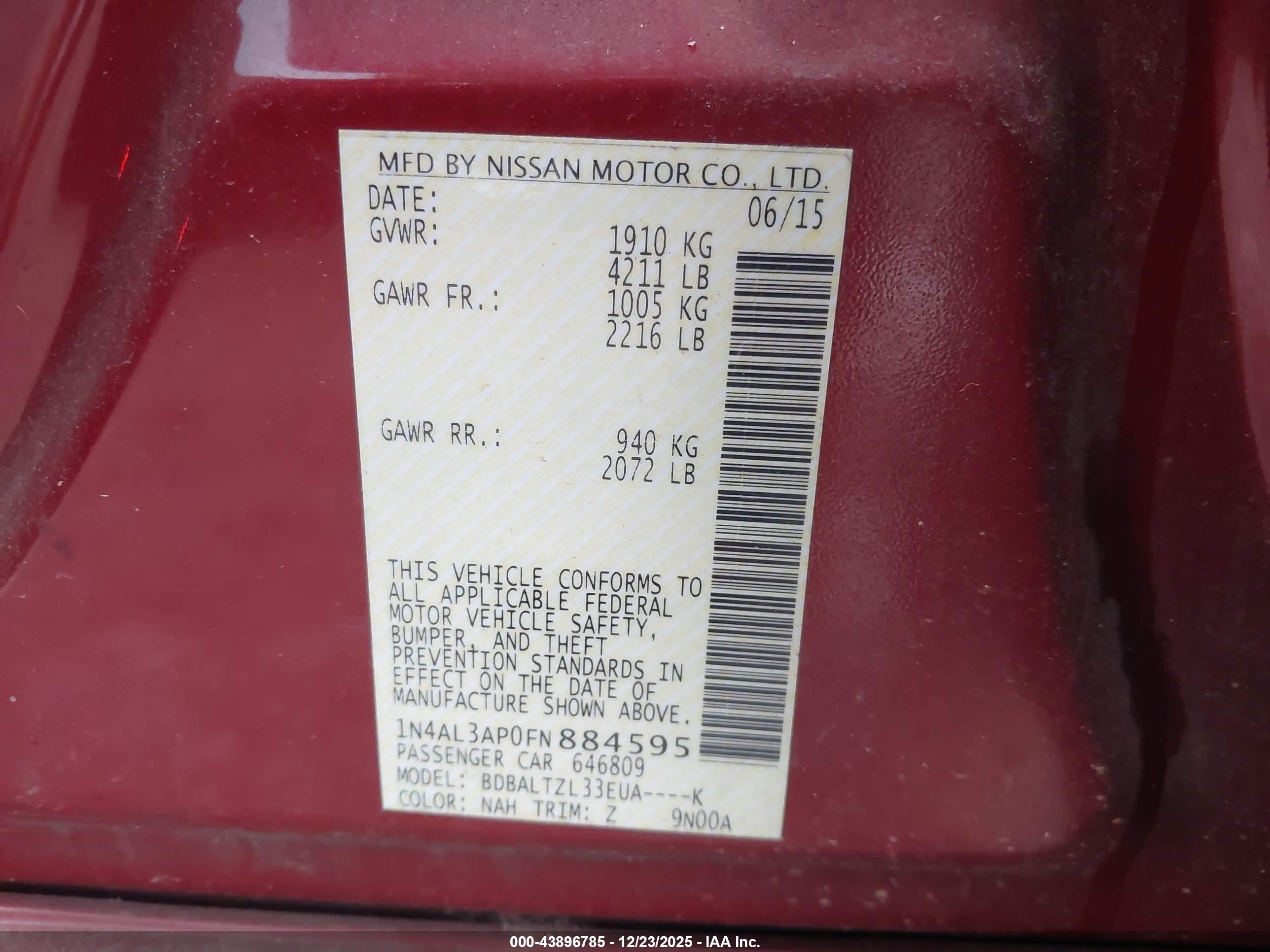 NISSAN ALTIMA image 9