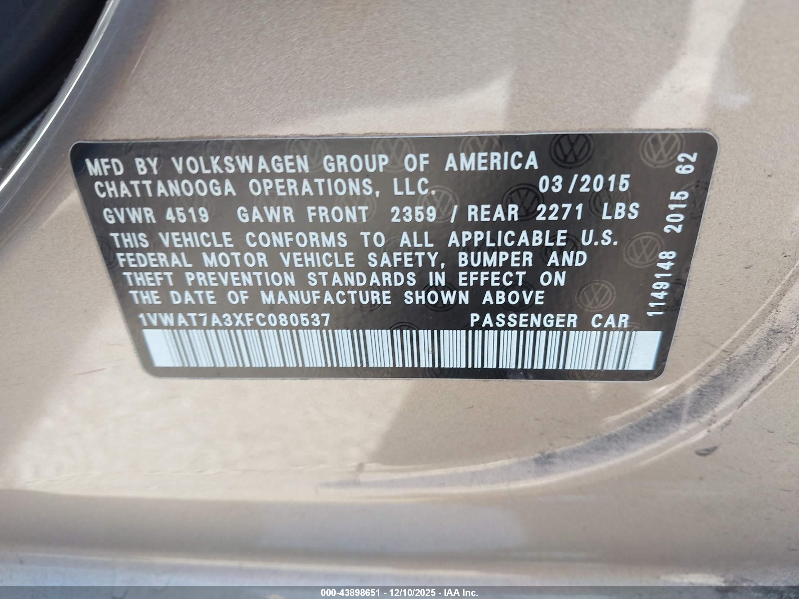 VOLKSWAGEN PASSAT image 9
