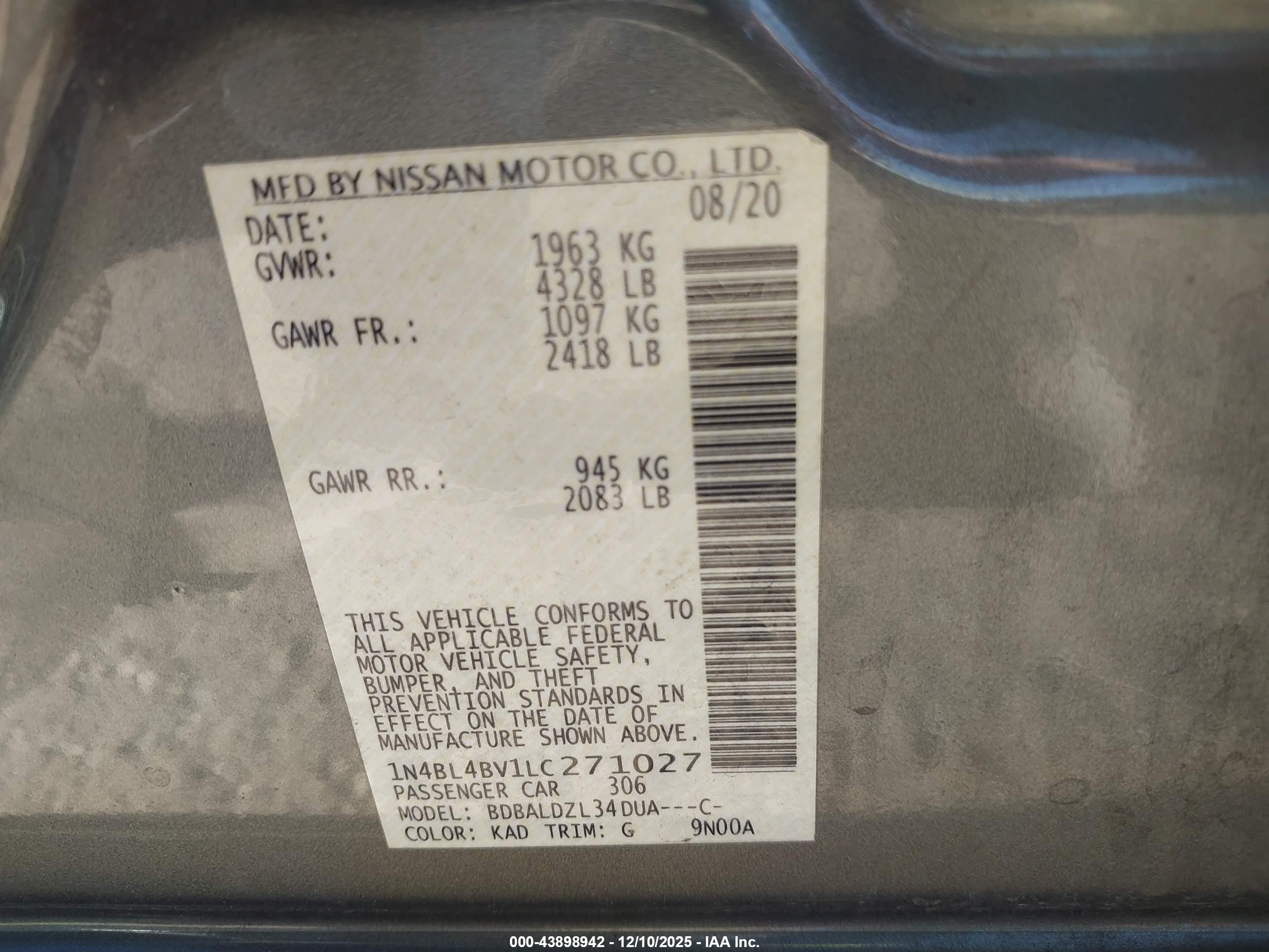 NISSAN ALTIMA image 9