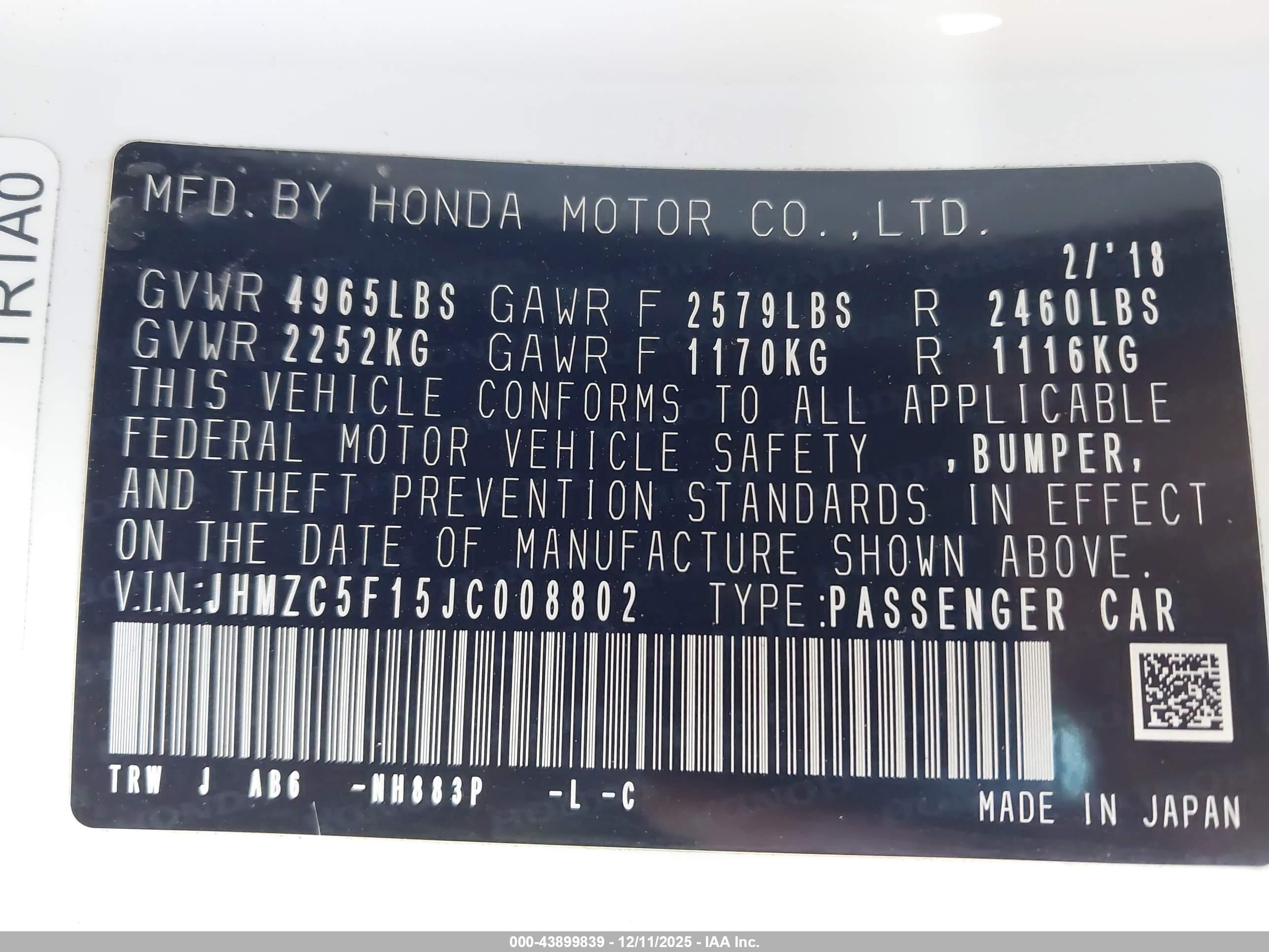 HONDA CLARITY image 9
