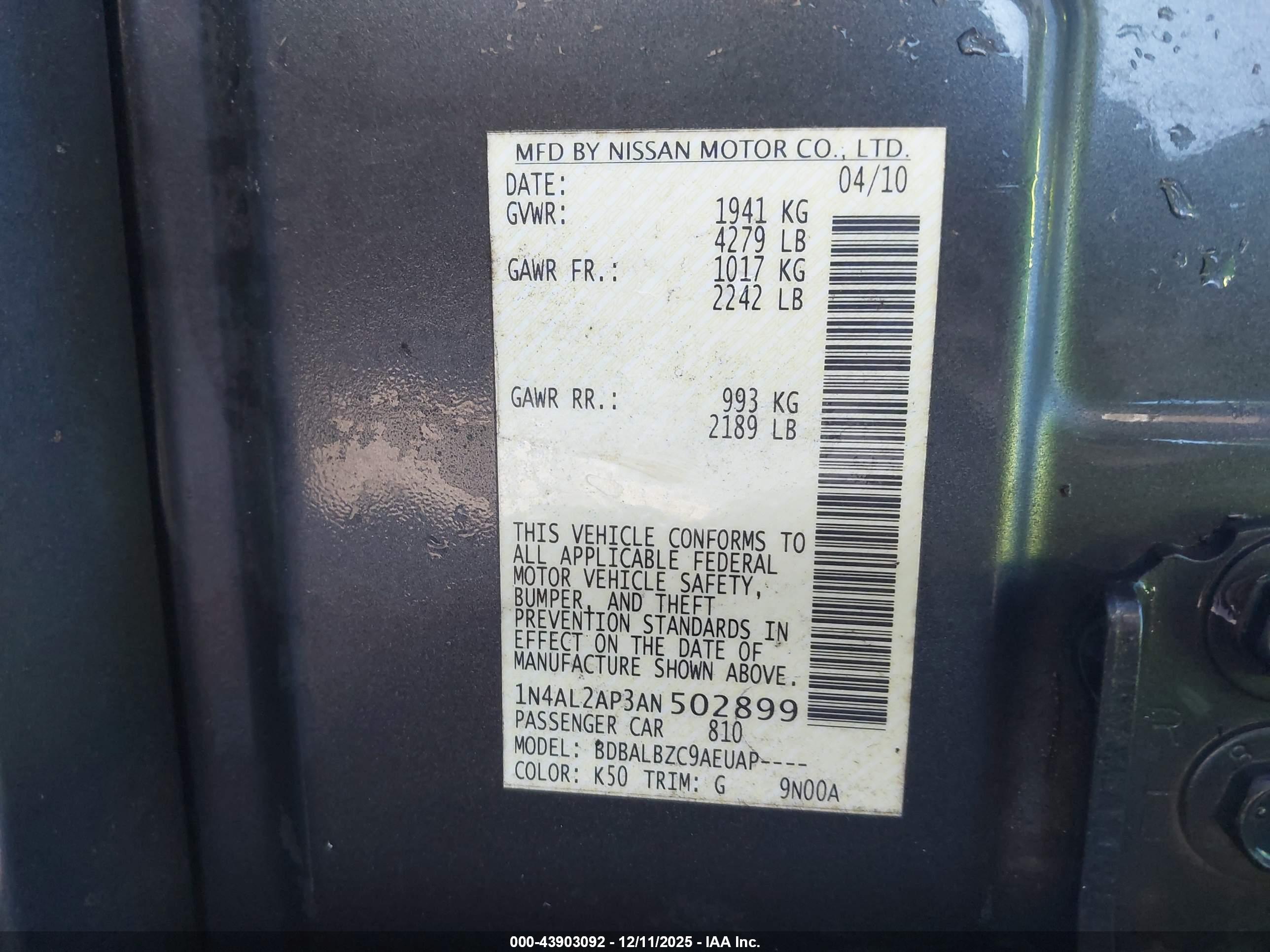 NISSAN ALTIMA image 9