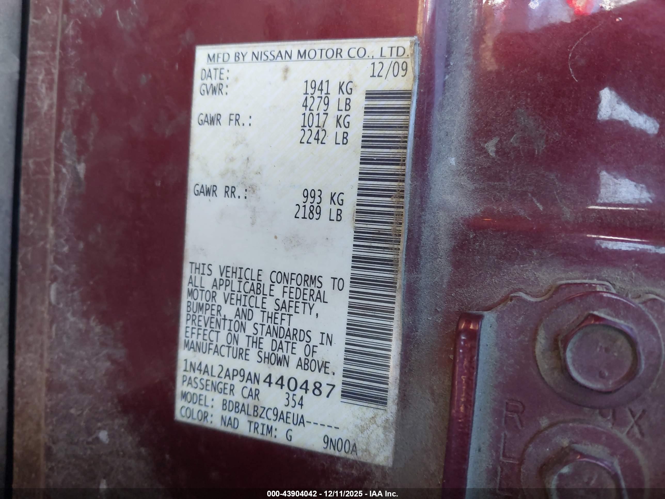 NISSAN ALTIMA image 9