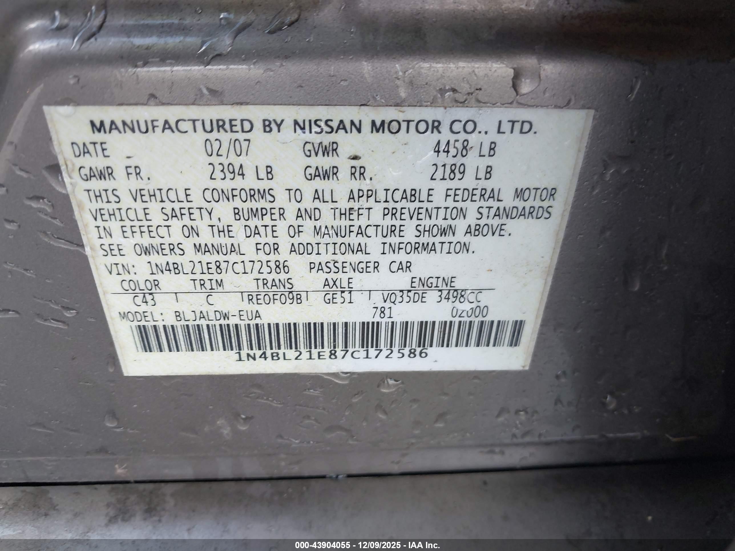 NISSAN ALTIMA image 9