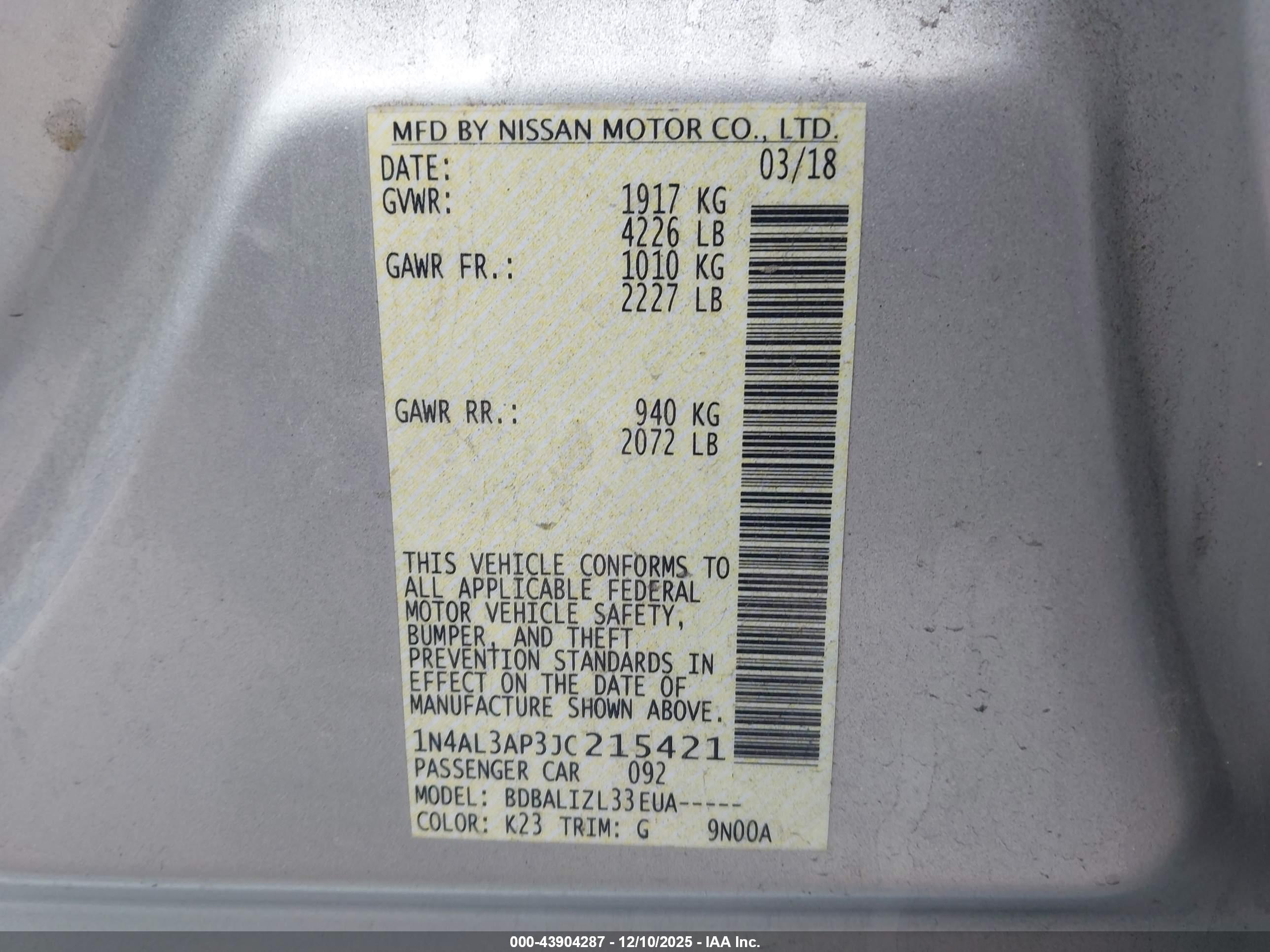 NISSAN ALTIMA image 9