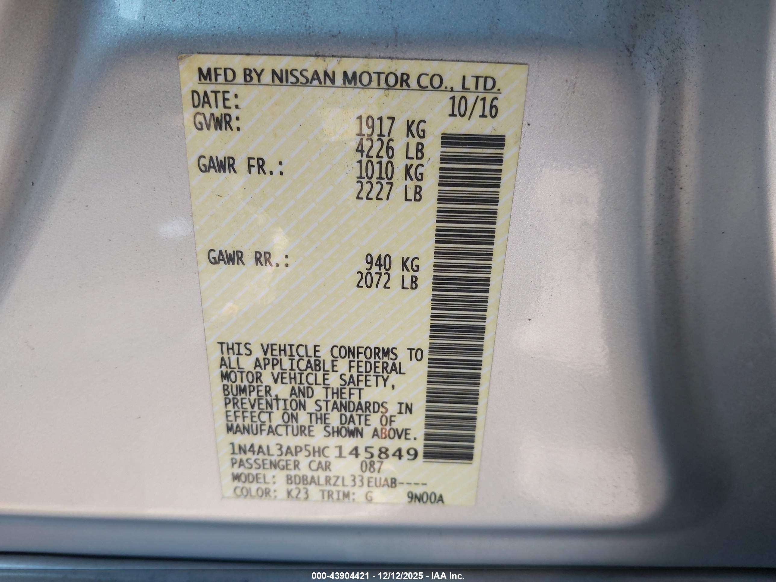 NISSAN ALTIMA image 9