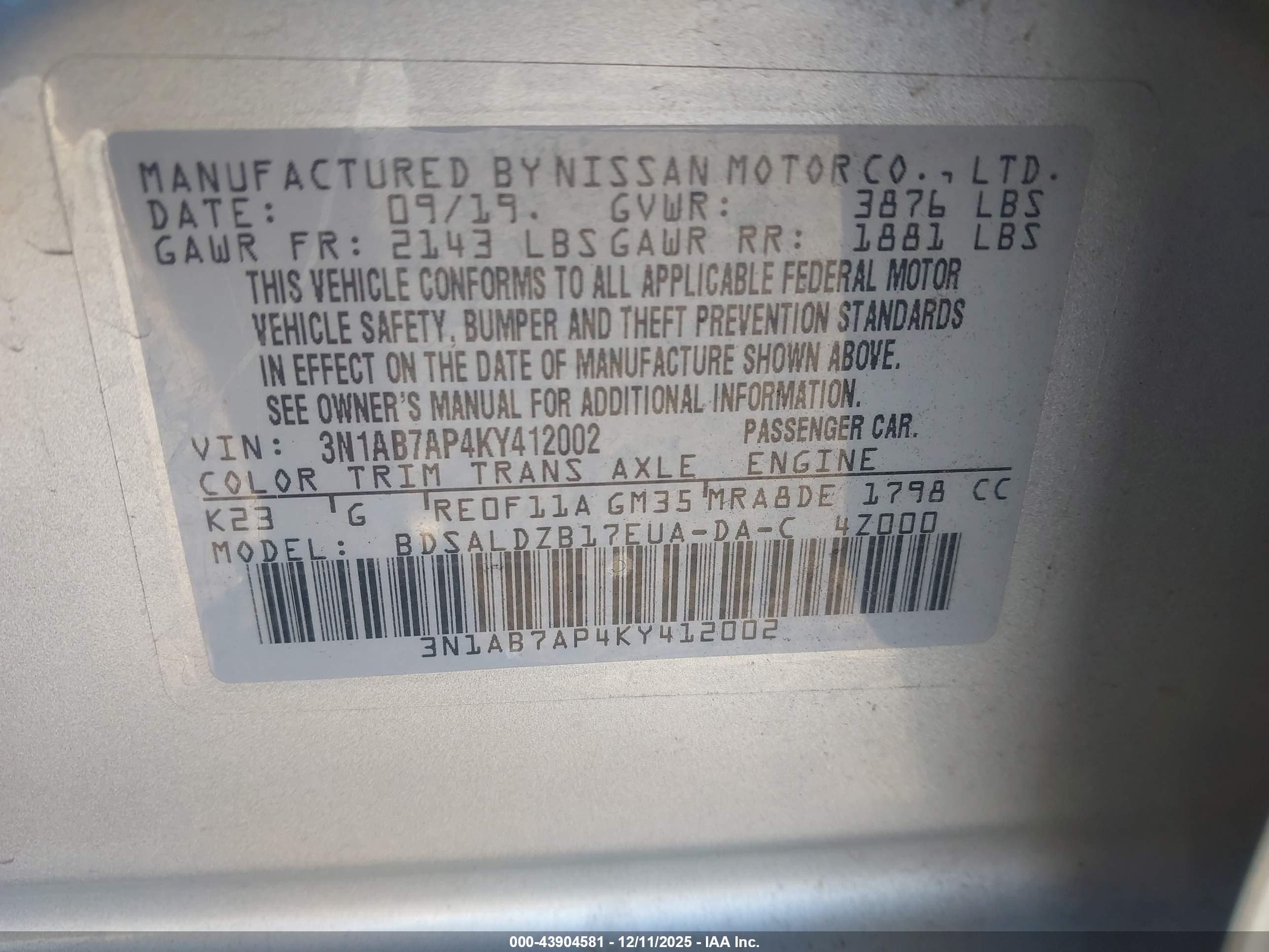 NISSAN SENTRA image 9