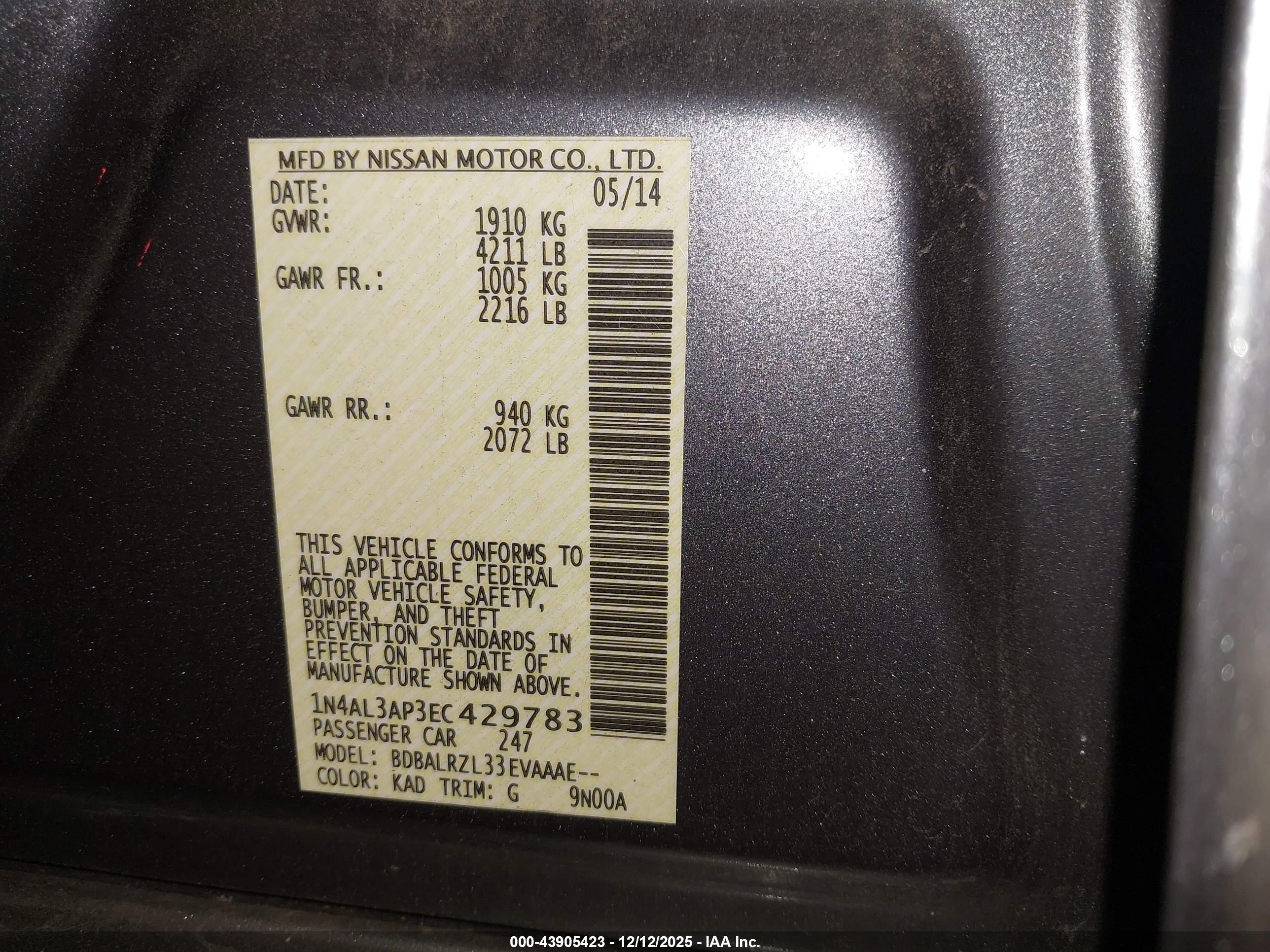 NISSAN ALTIMA image 9