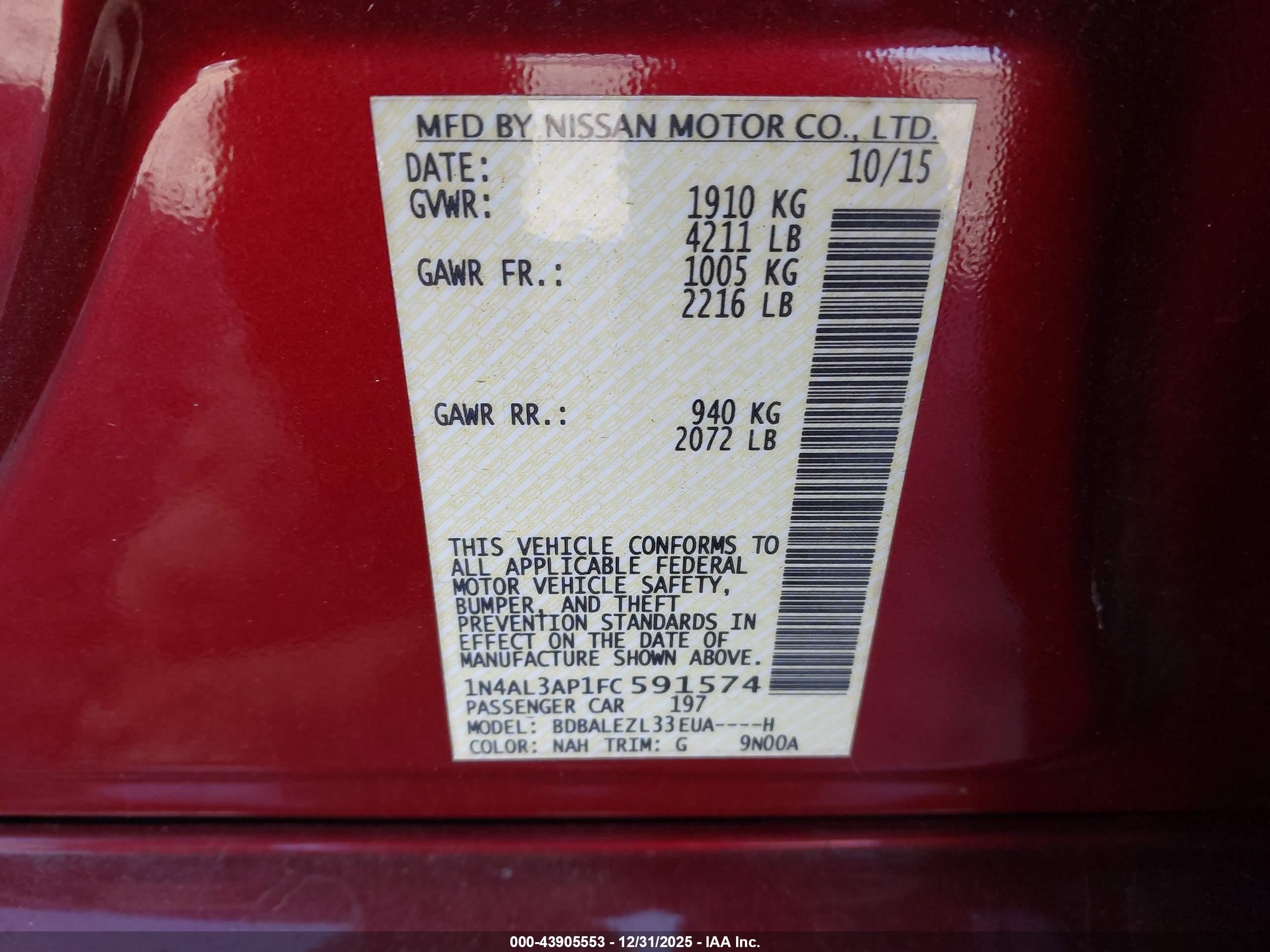 NISSAN ALTIMA image 9