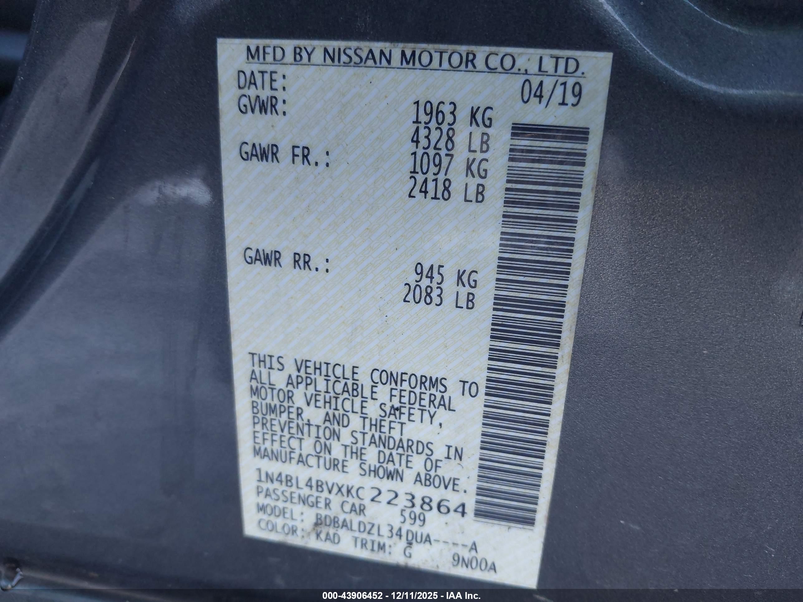 NISSAN ALTIMA image 9