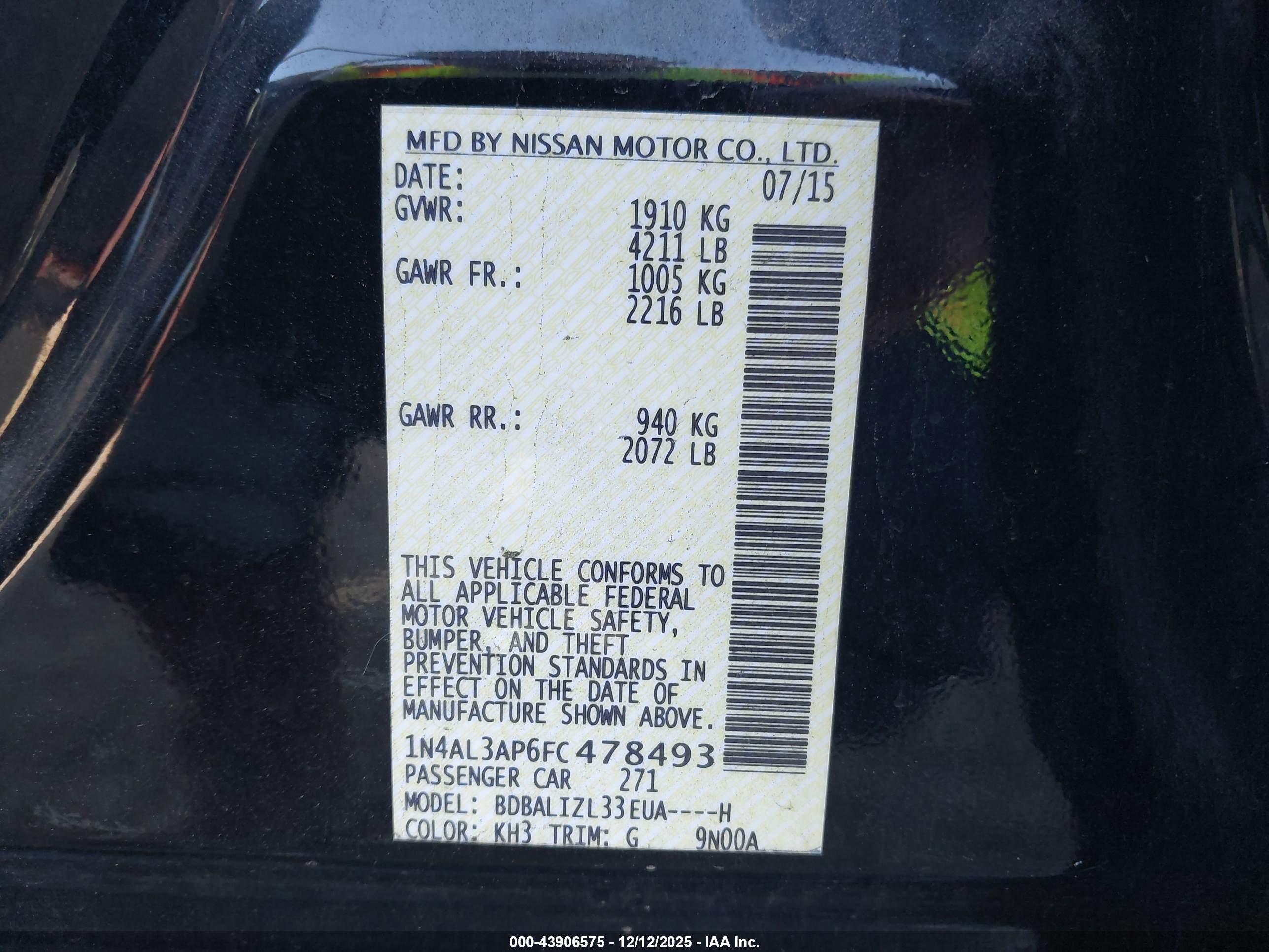 NISSAN ALTIMA image 9