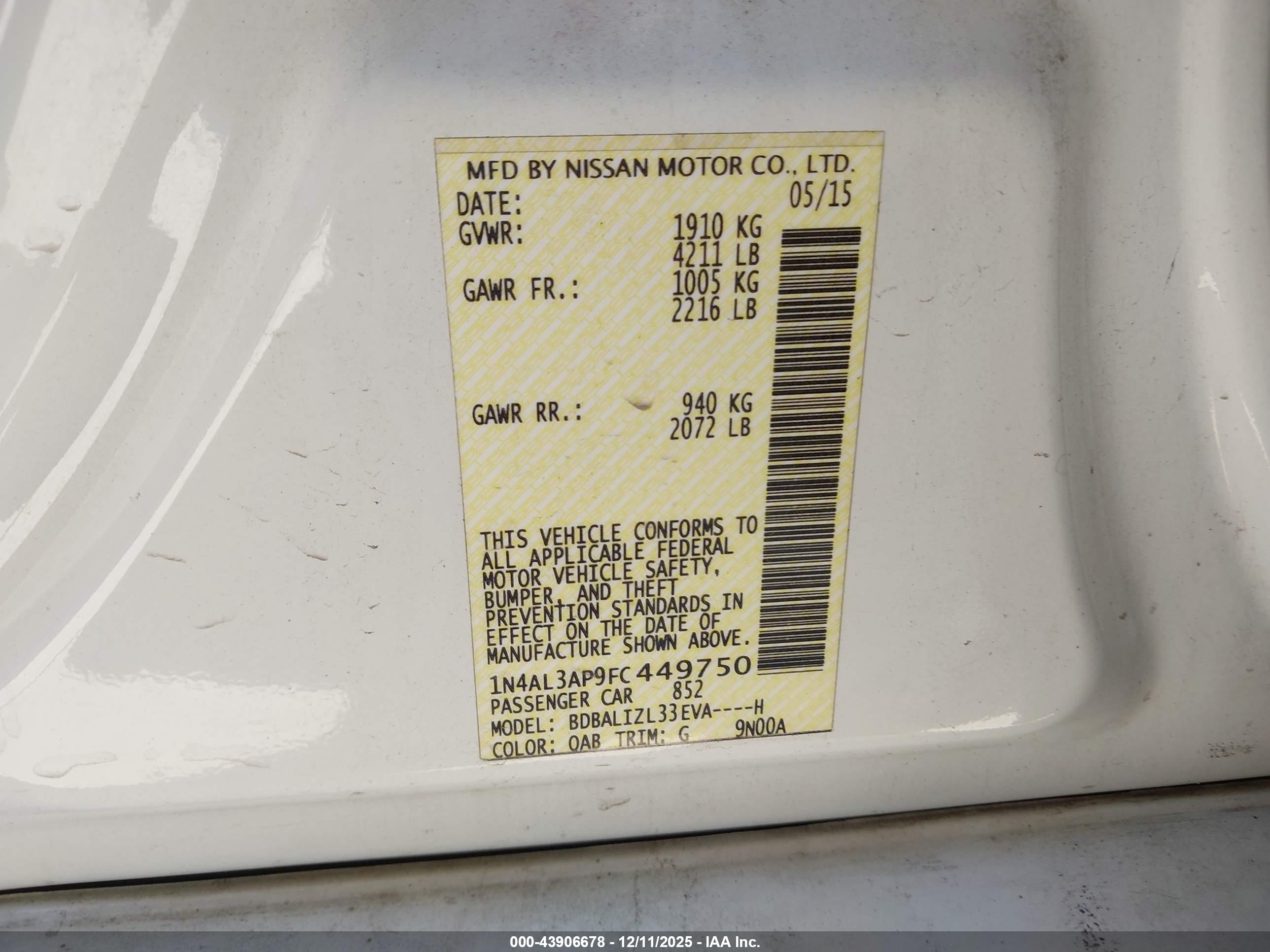 NISSAN ALTIMA image 9