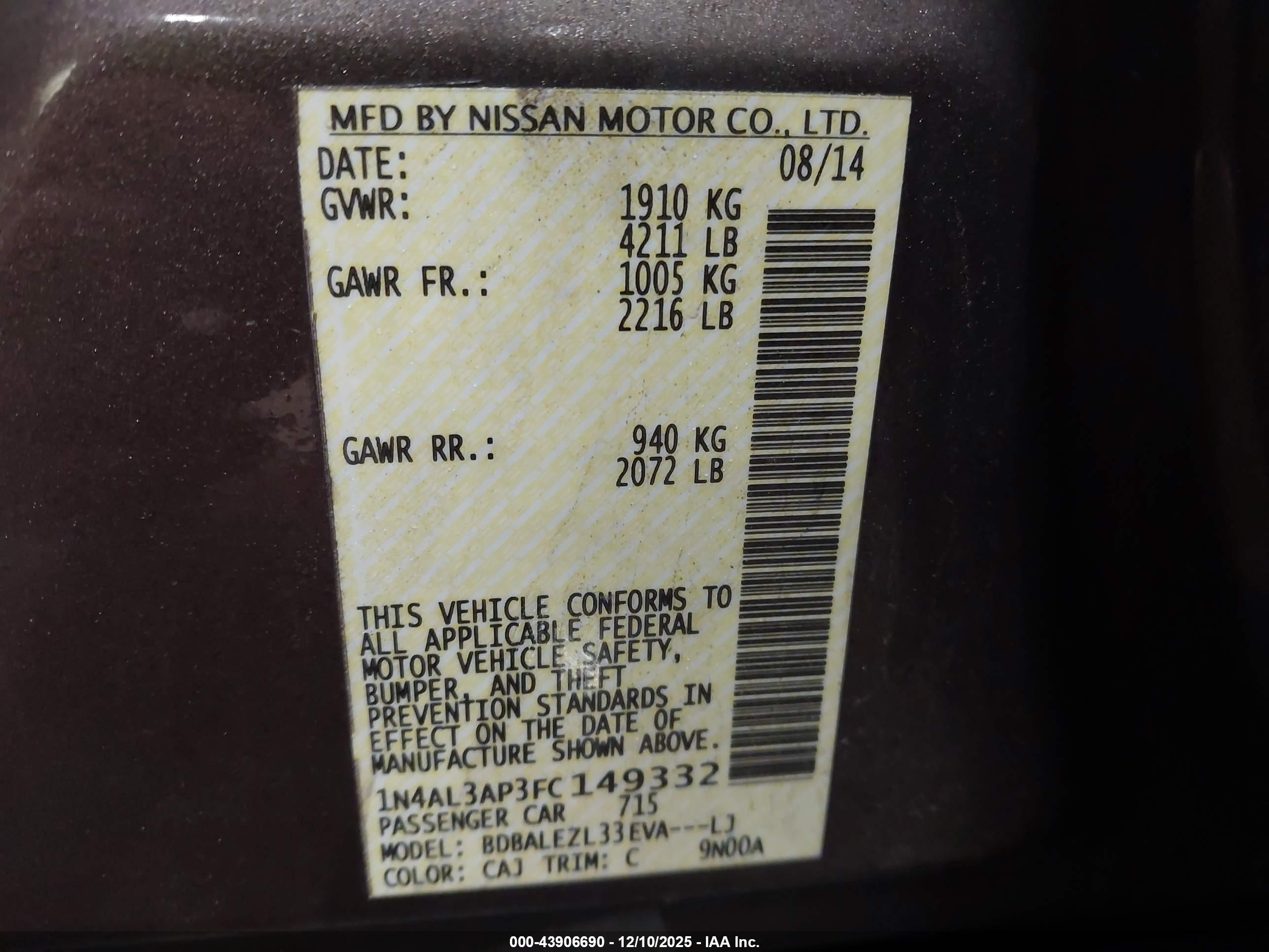 NISSAN ALTIMA image 9
