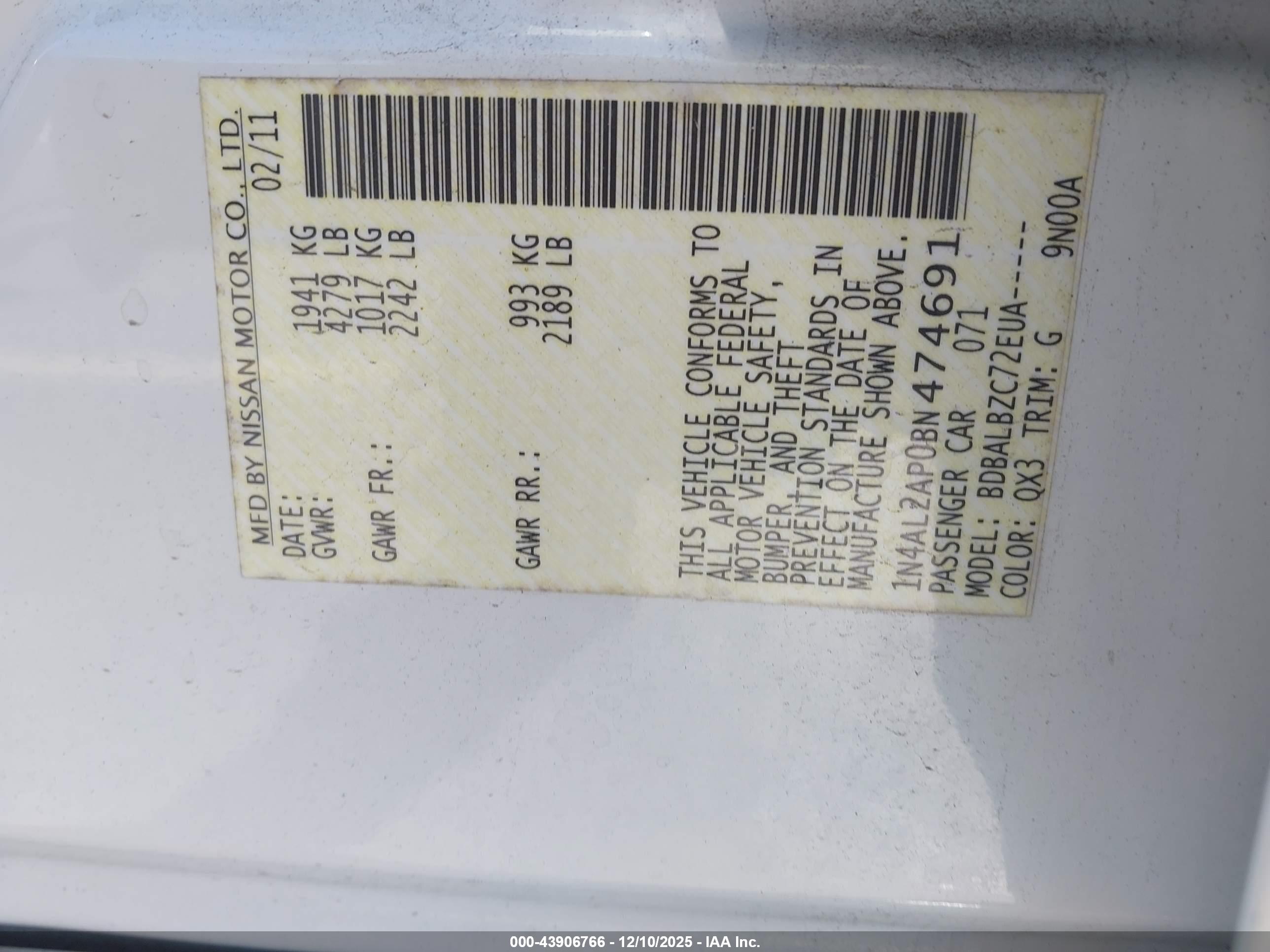 NISSAN ALTIMA image 9