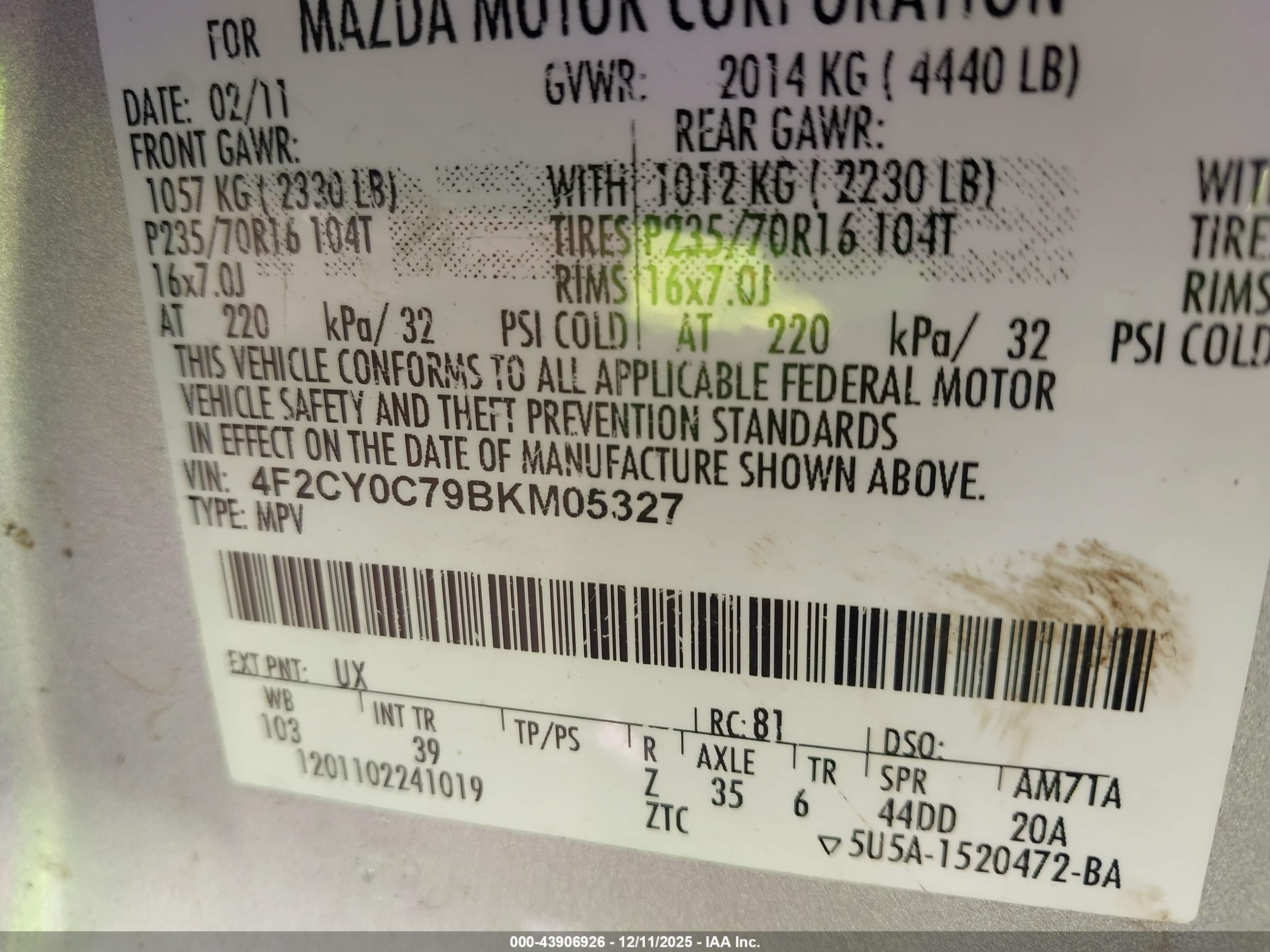 MAZDA TRIBUTE image 9
