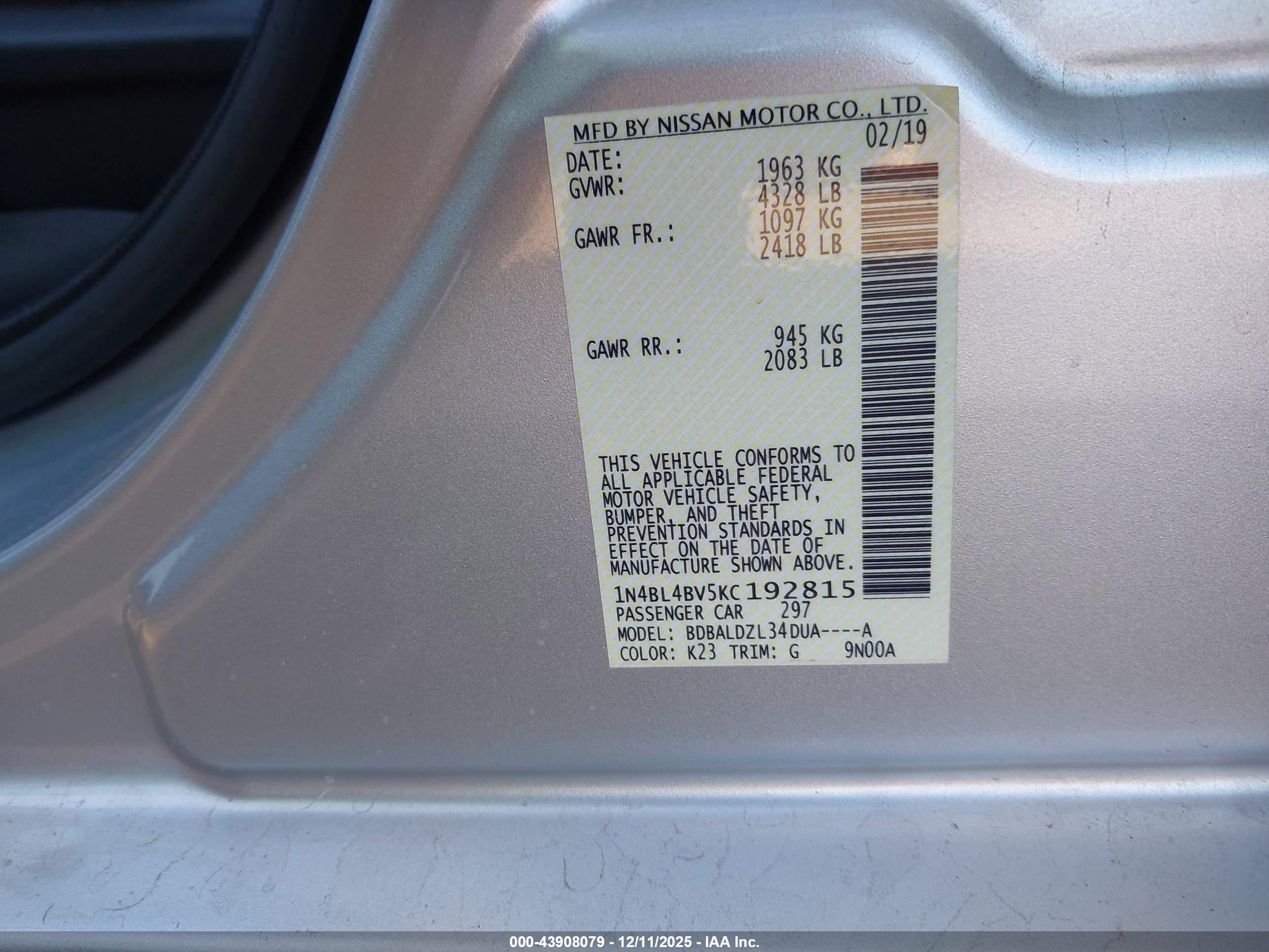 NISSAN ALTIMA image 9