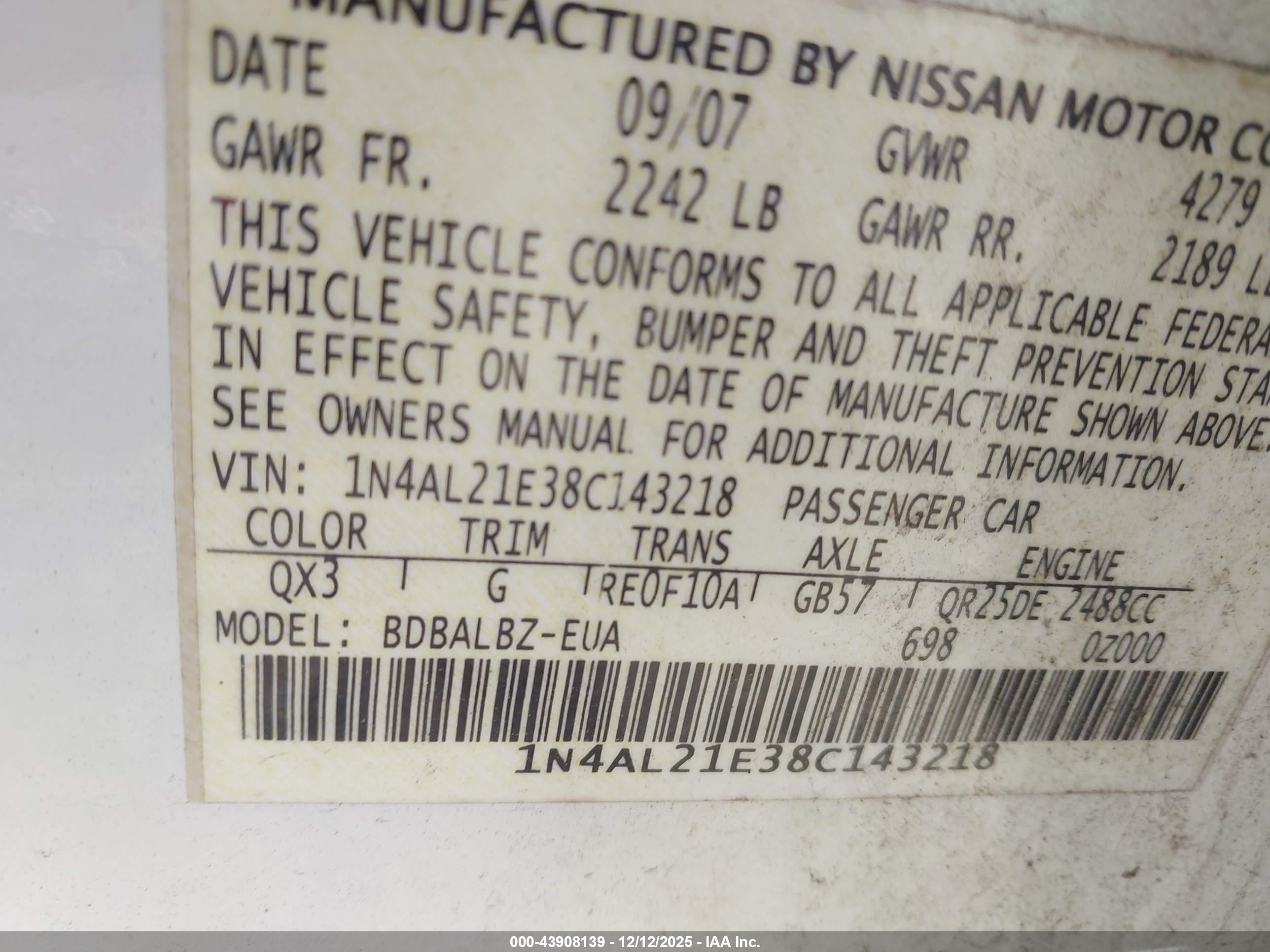 NISSAN ALTIMA image 9