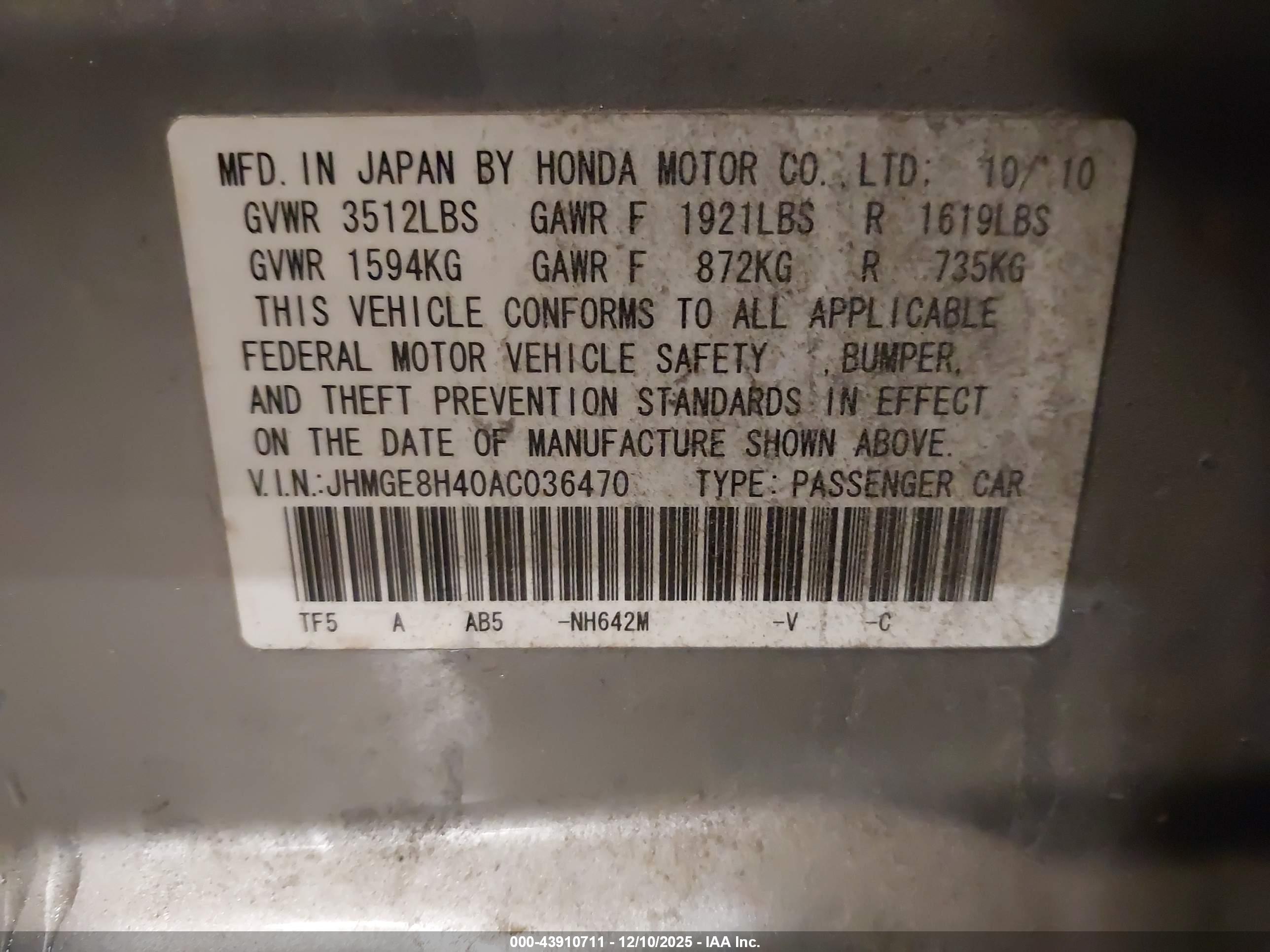 HONDA FIT image 9