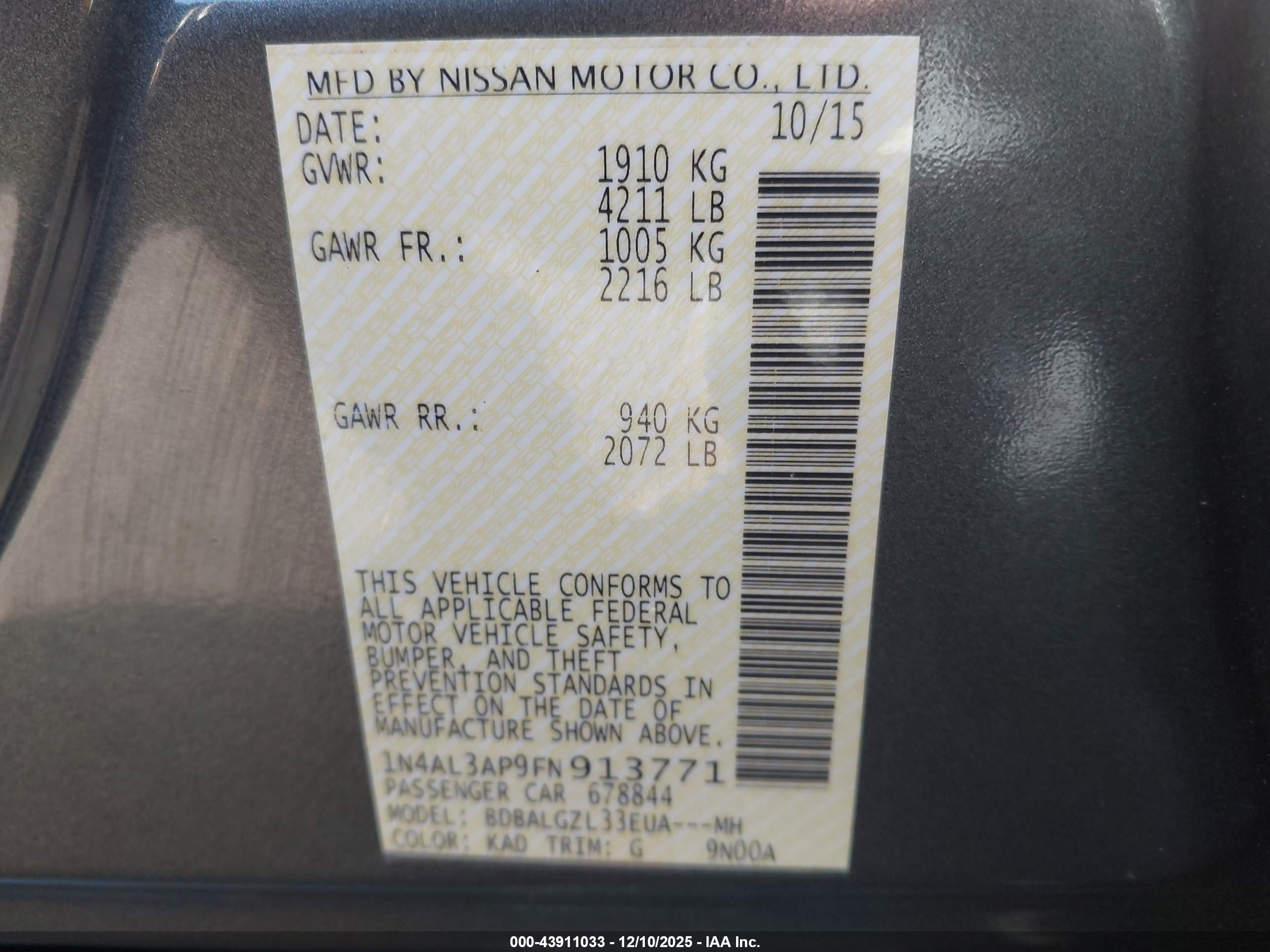 NISSAN ALTIMA image 9