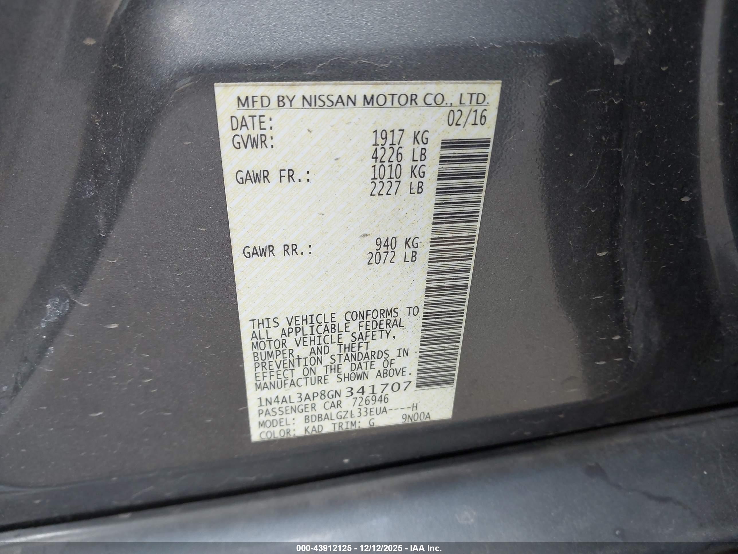 NISSAN ALTIMA image 9